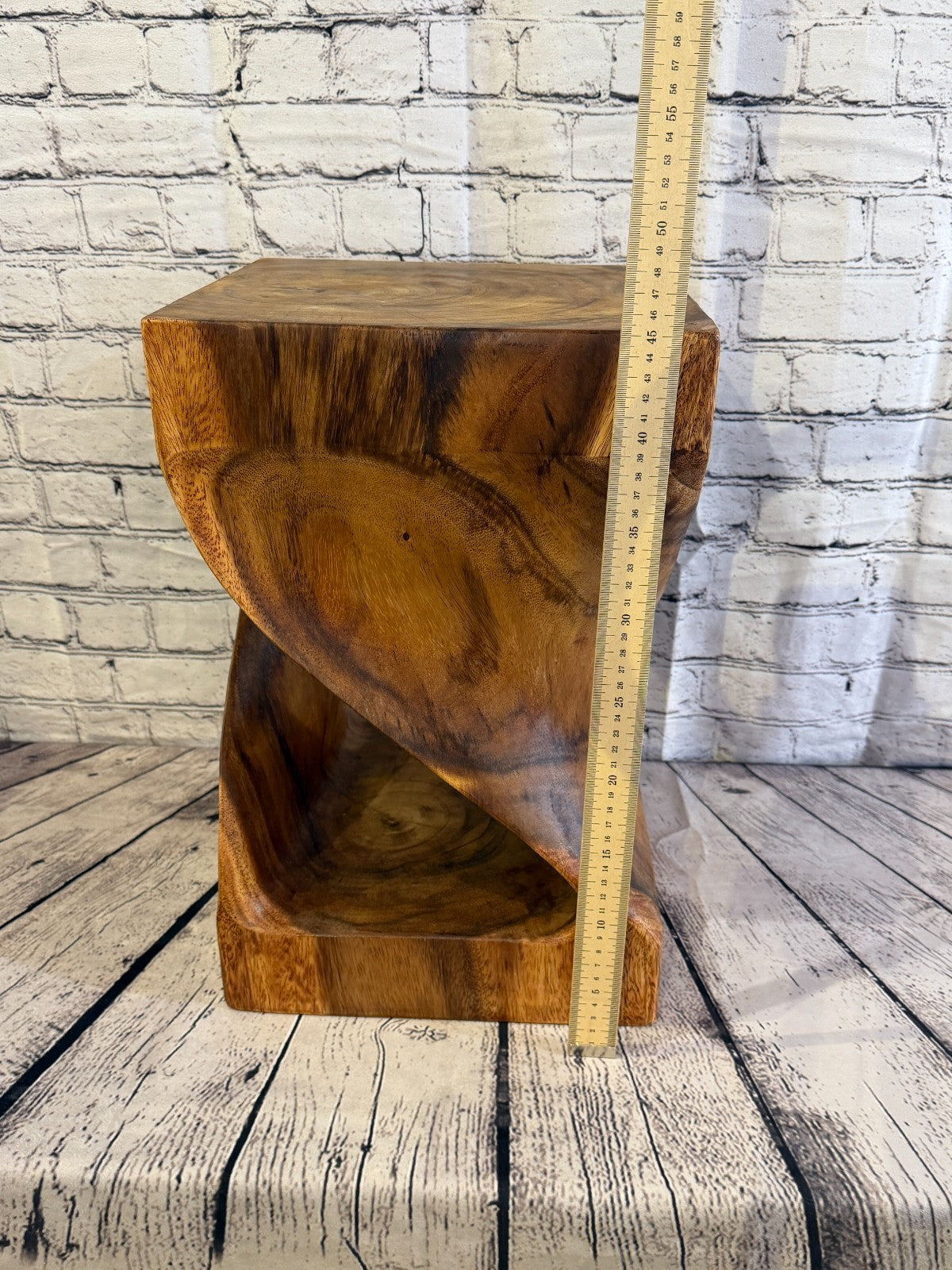 45cm x 30cm x 30cm Wooden Teak Wood Twist Cube Table Sculpture Root Ornament4