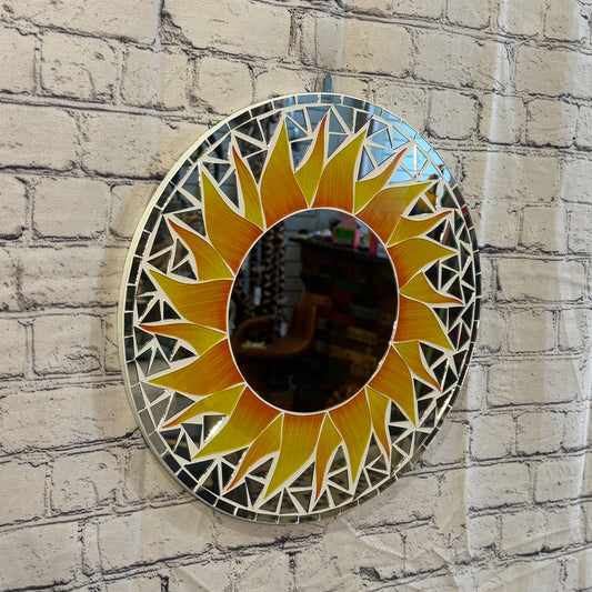 Orange Sun Flame Mosaic Tile Wall Mirror 40cm x 40cm 16 Inches Handmade0
