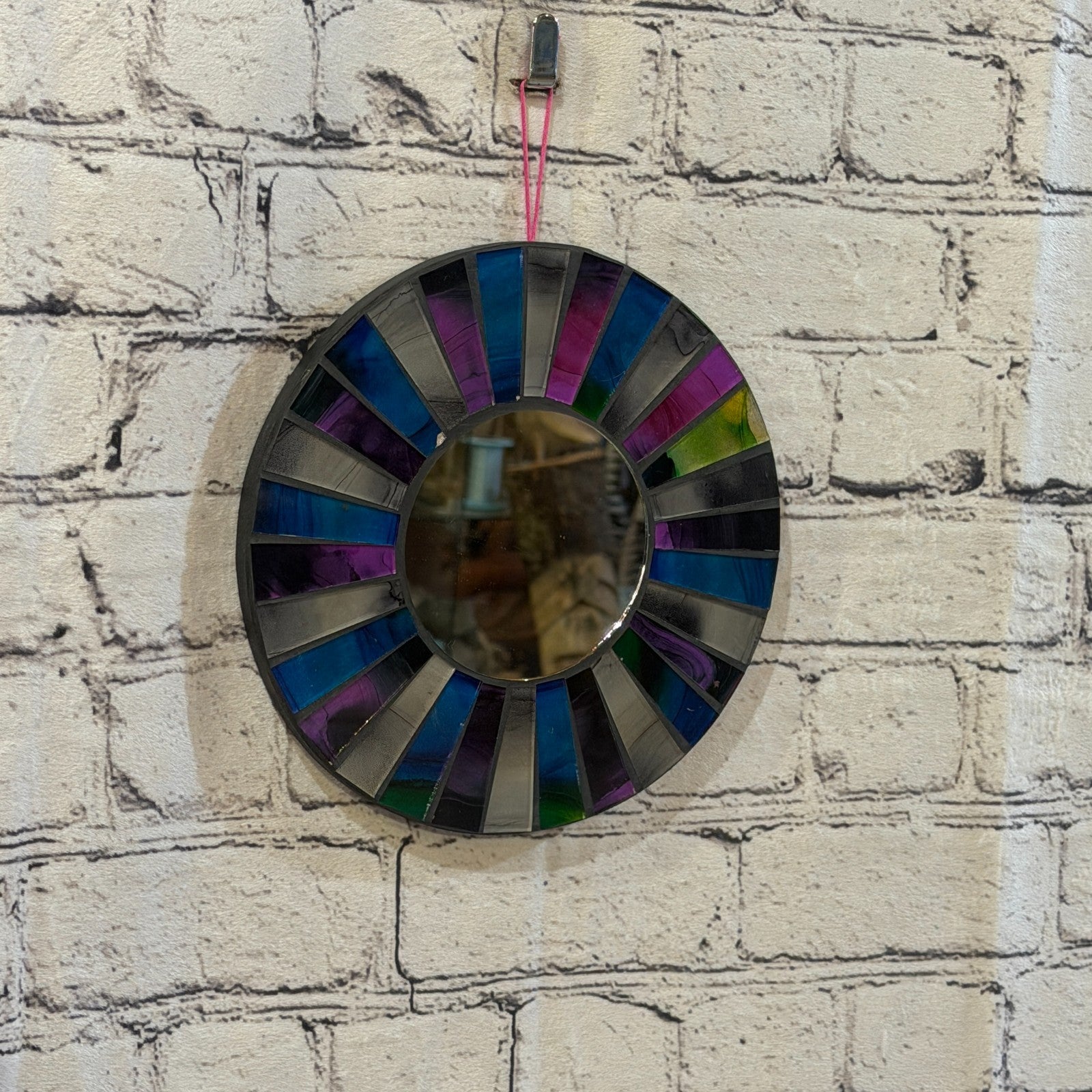 Blue Purple Line Black Mosaic Tile Wall Mirror 20cm x 20cm 8 Inches Handmade0