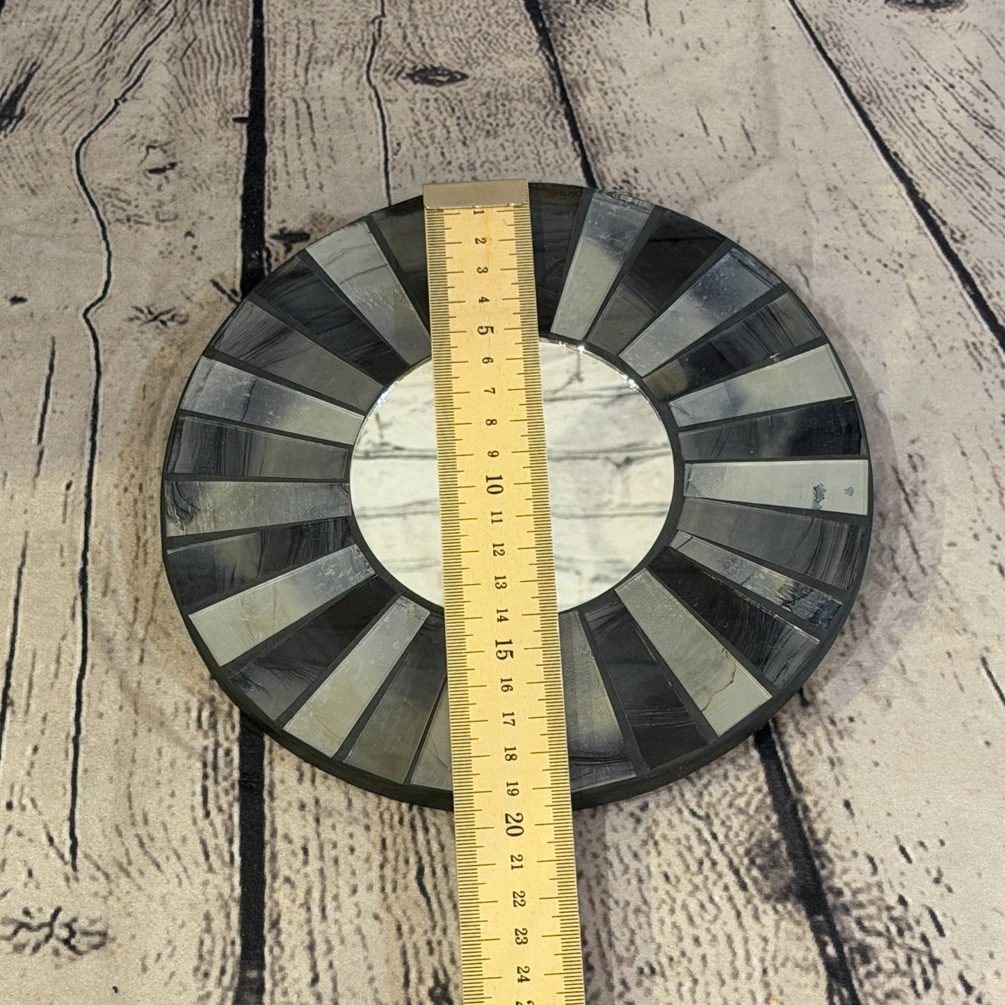Grey Black Line Black Mosaic Tile Wall Mirror 20cm x 20cm 8 Inches Handmade4