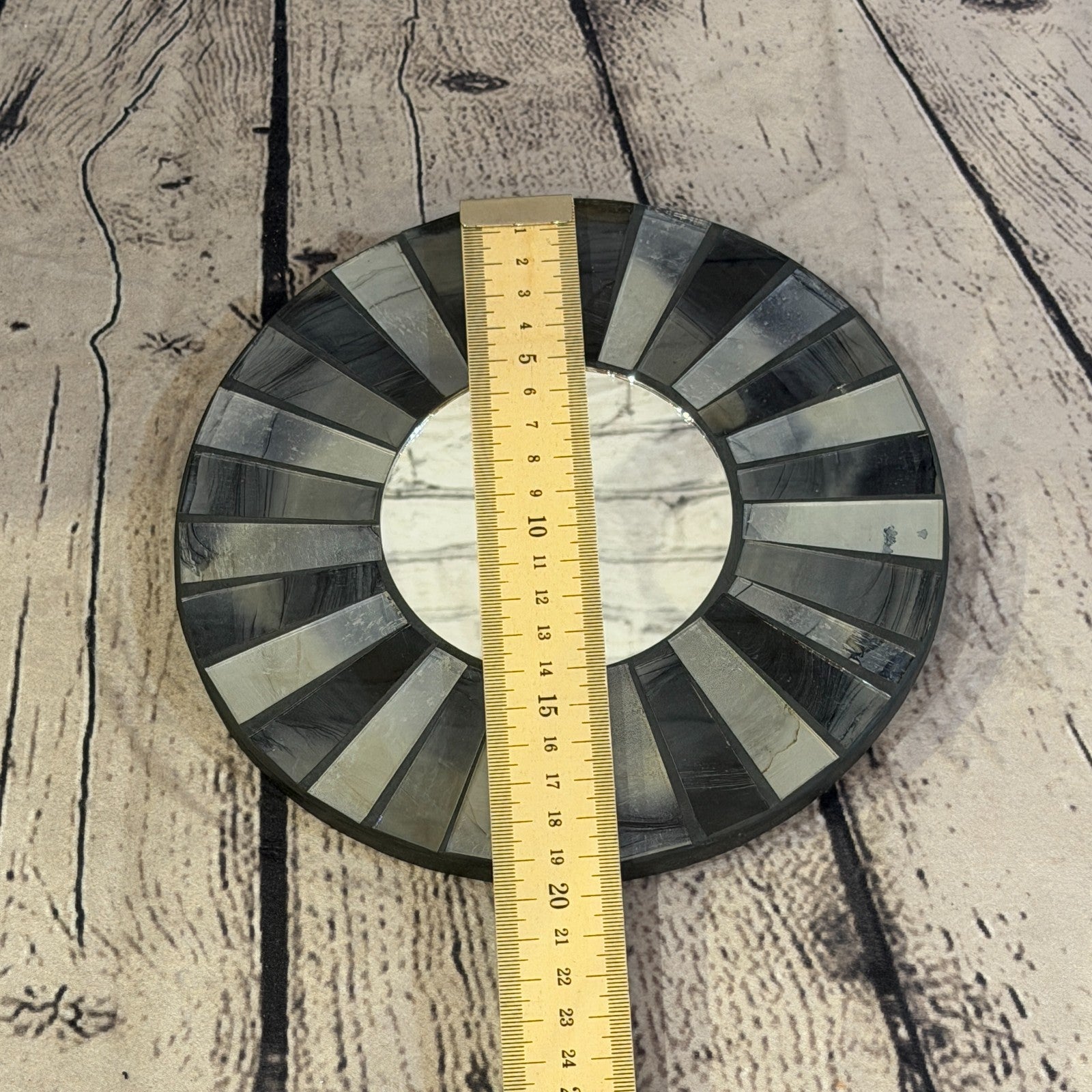 Grey Black Line Black Mosaic Tile Wall Mirror 20cm x 20cm 8 Inches Handmade4
