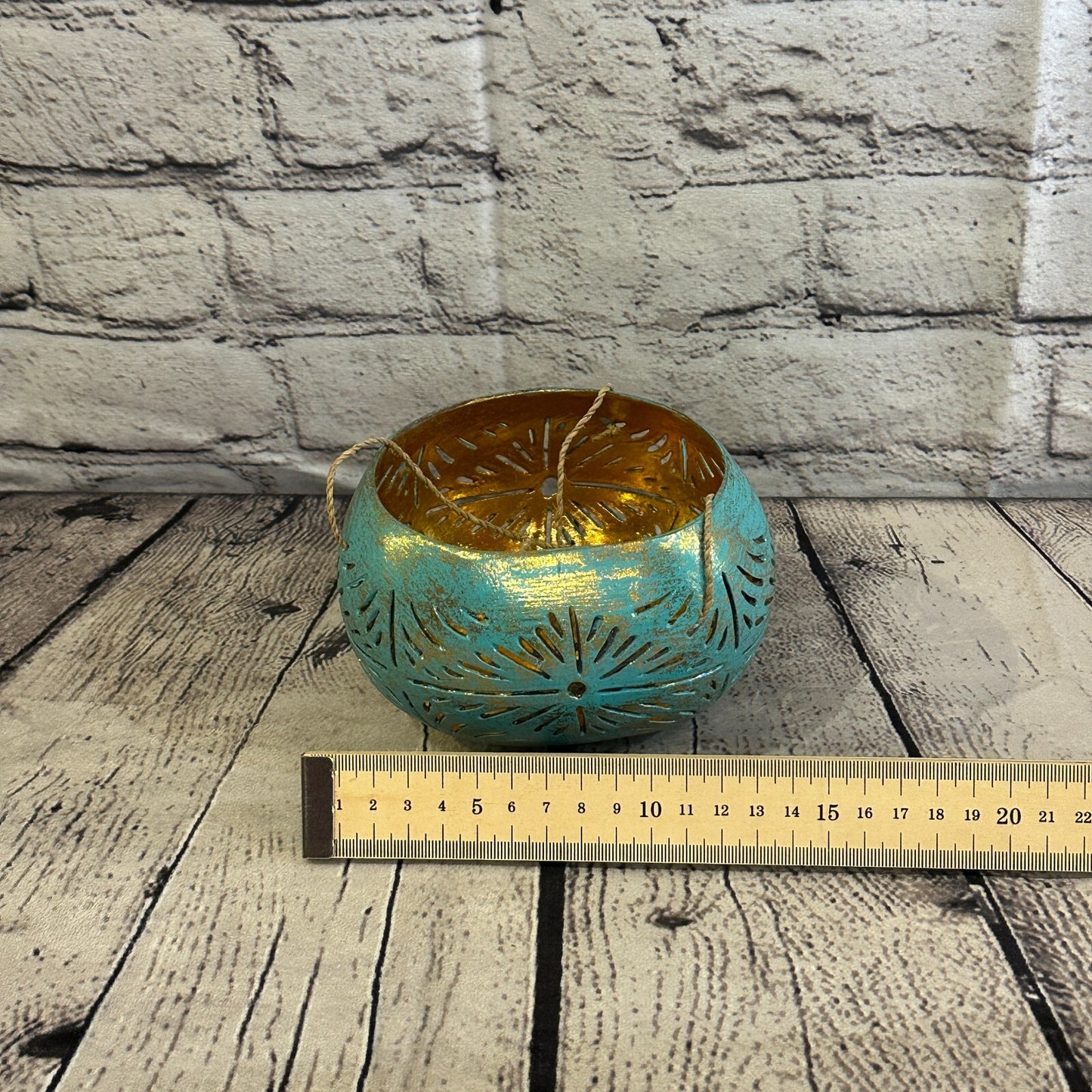 Blue Coconut Shell Hanging Basket Orchid Planter Balcony Decorative Vase Flower4