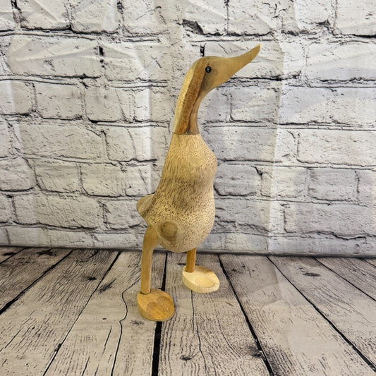 Looking Left 30cm Tall Wooden Smooth Duckling Baby Duck Bamboo Root Fairtrade0