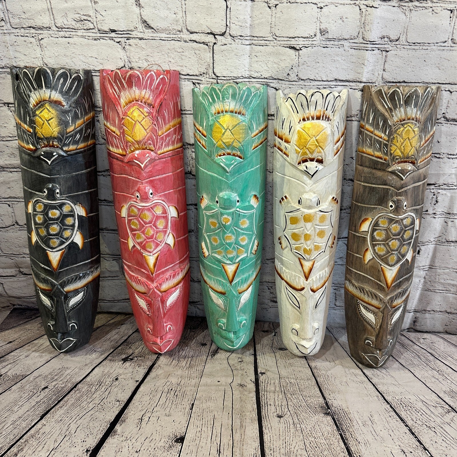 50cm Dark Grey Turtle Hand Carved Fair Trade Wooden Animal Wall Art Hang Mask7