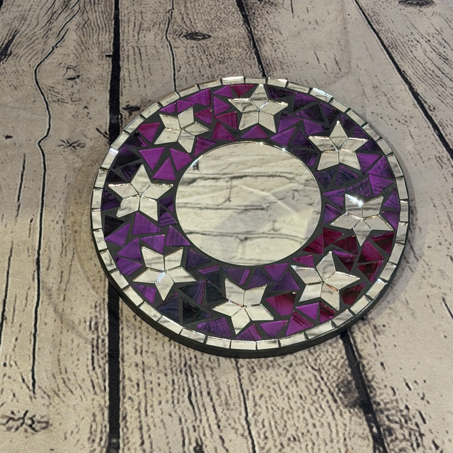 Purple Star Black Mosaic Tile Wall Mirror 20cm x 20cm 8 Inches Handmade2