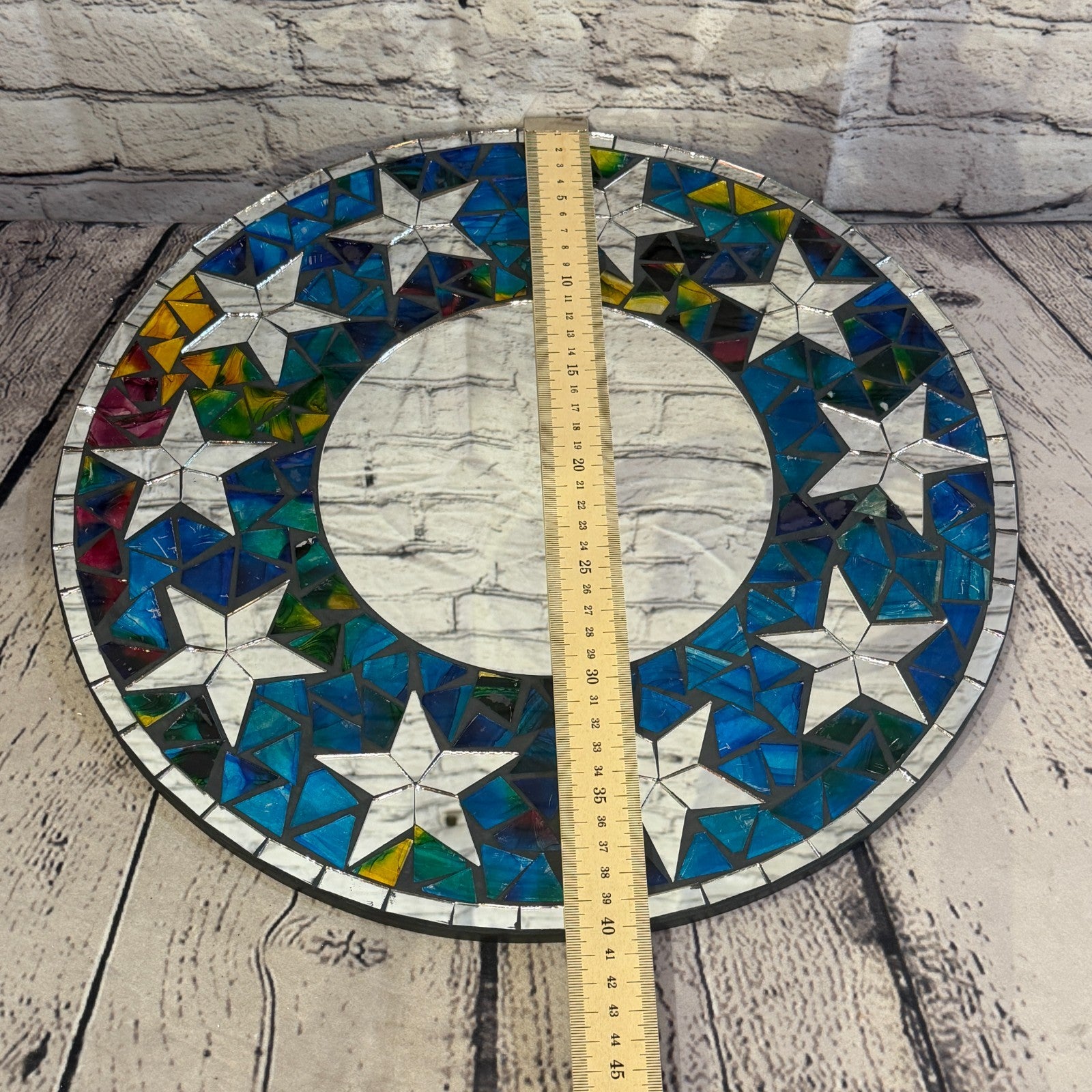 Blue Star Black Mosaic Tile Wall Mirror 40cm x 40cm 16 Inches Handmade4