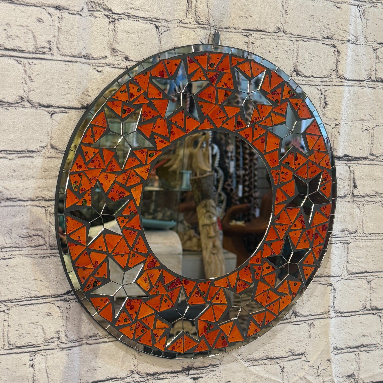 Orange Star Black Mosaic Tile Wall Mirror 40cm x 40cm 16 Inches Handmade0