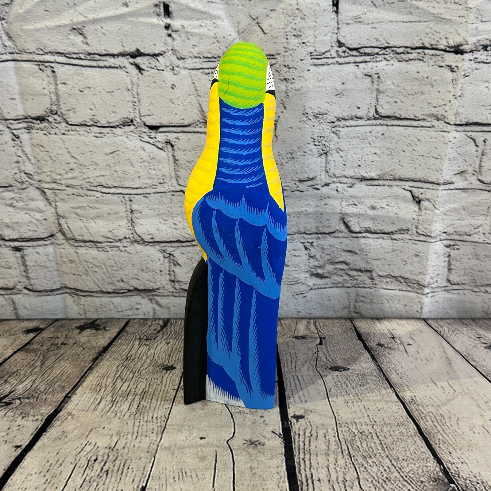 30cm Blue Parrot Bird Ornament Statue Fair Trade Hand Made Carved Wood4