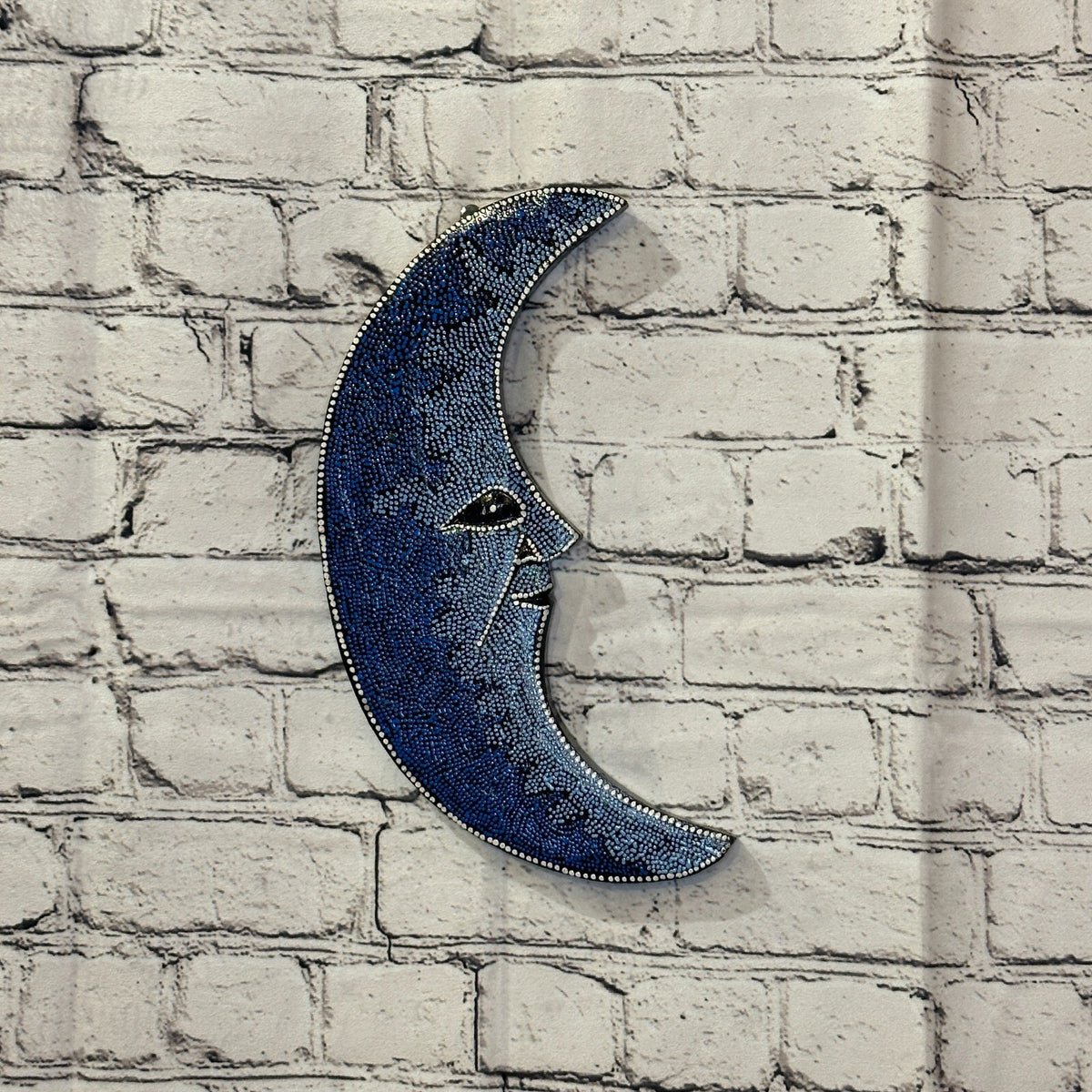 30cm Crescent Moon Carved Wooden Dot Painted Ethnic Tribal Tiki Wall Art No 32
