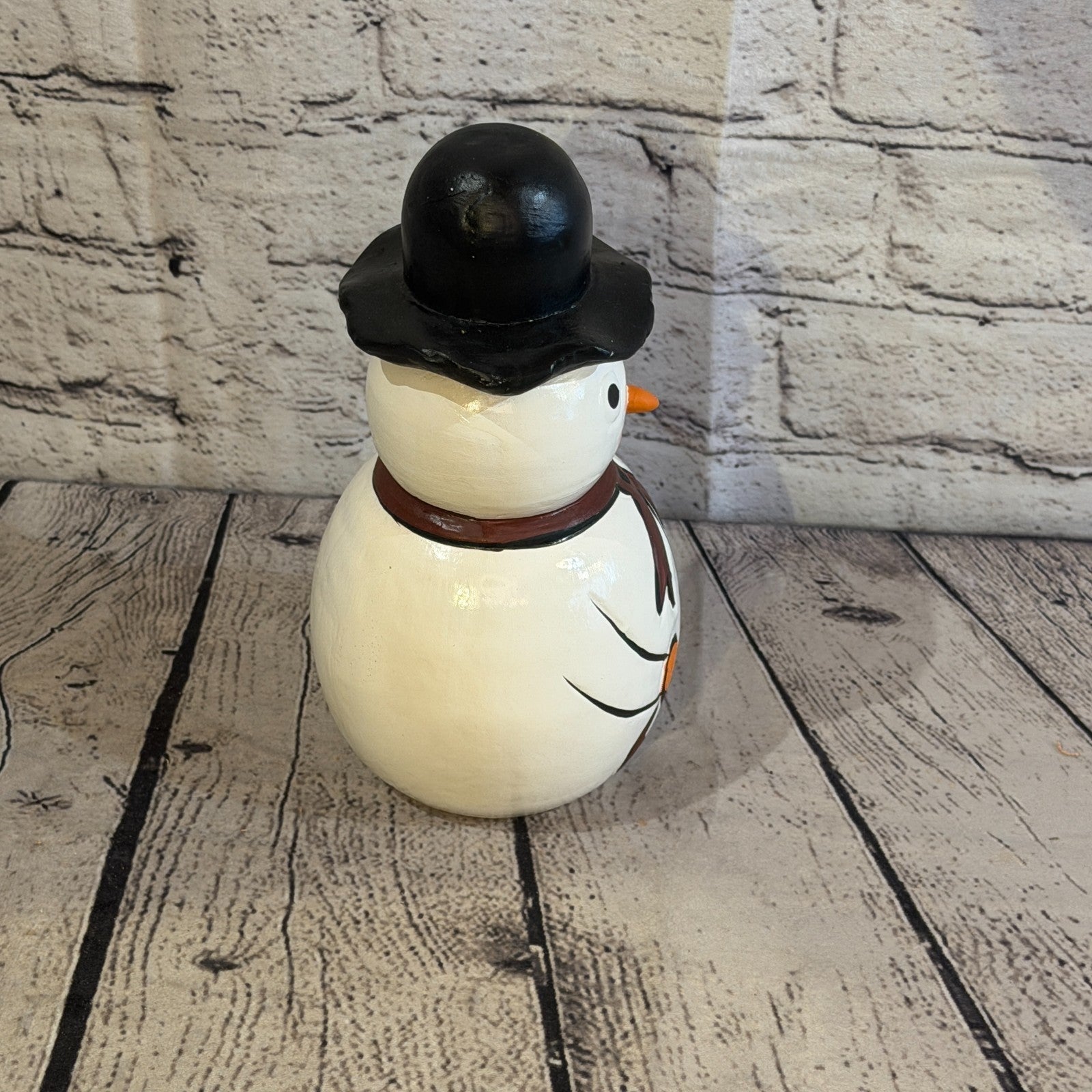 20cm x 12cm Black Top Hat Snowman Handcrafted Wood Xmas Christmas Ornament3