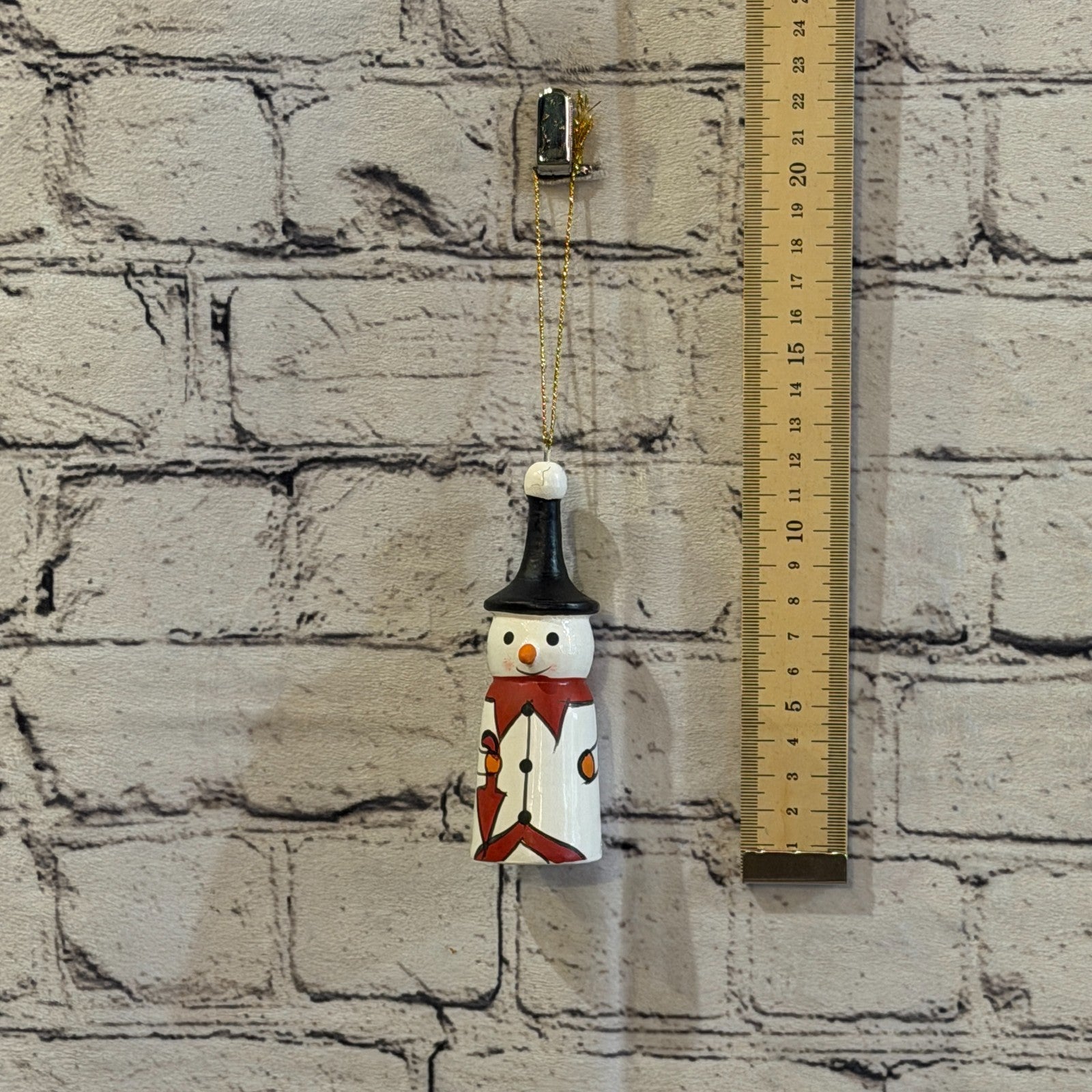 12cm Wall Hanging Snowman Christmas Figurine Folk Art Wood Handmade4