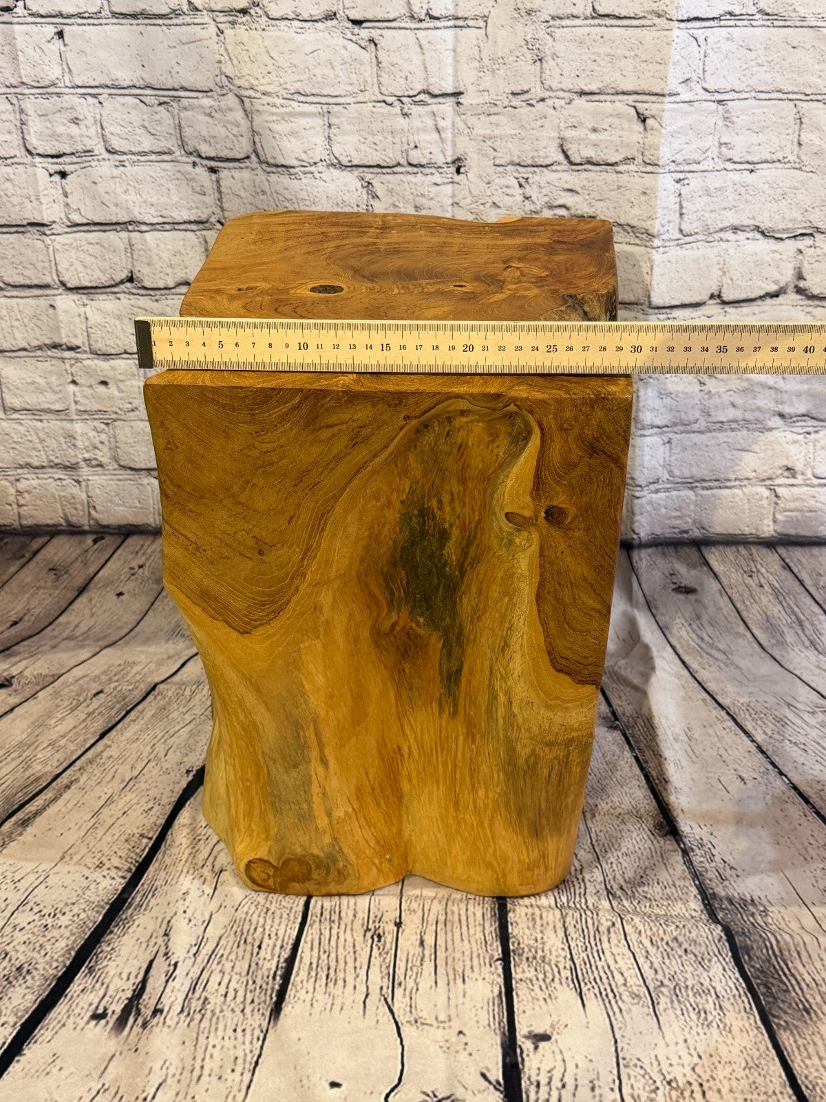 45cm x 30cm Square Teak Root Table Hand Carved Solid Wood Stool Stand Rustic5