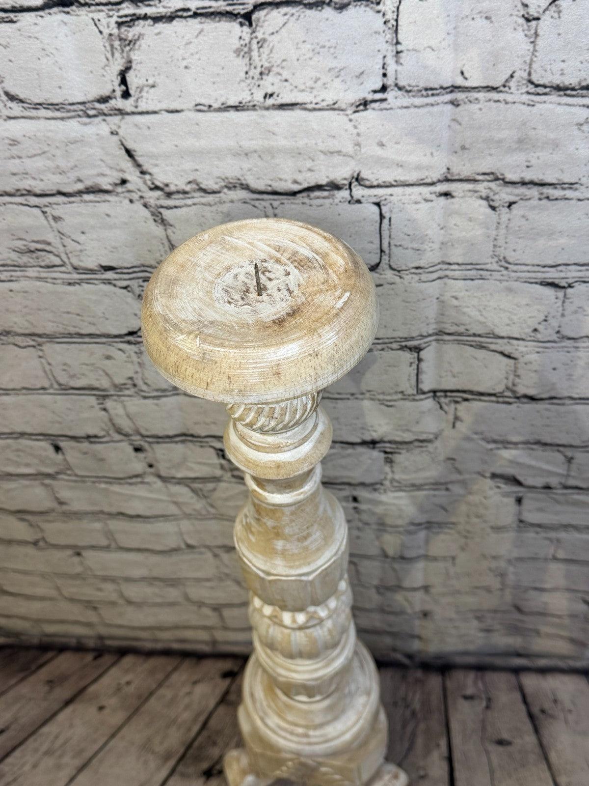100cm x 18cm White Regal Wooden Vintage Style Candle Stand Shabby Pillar Holders5