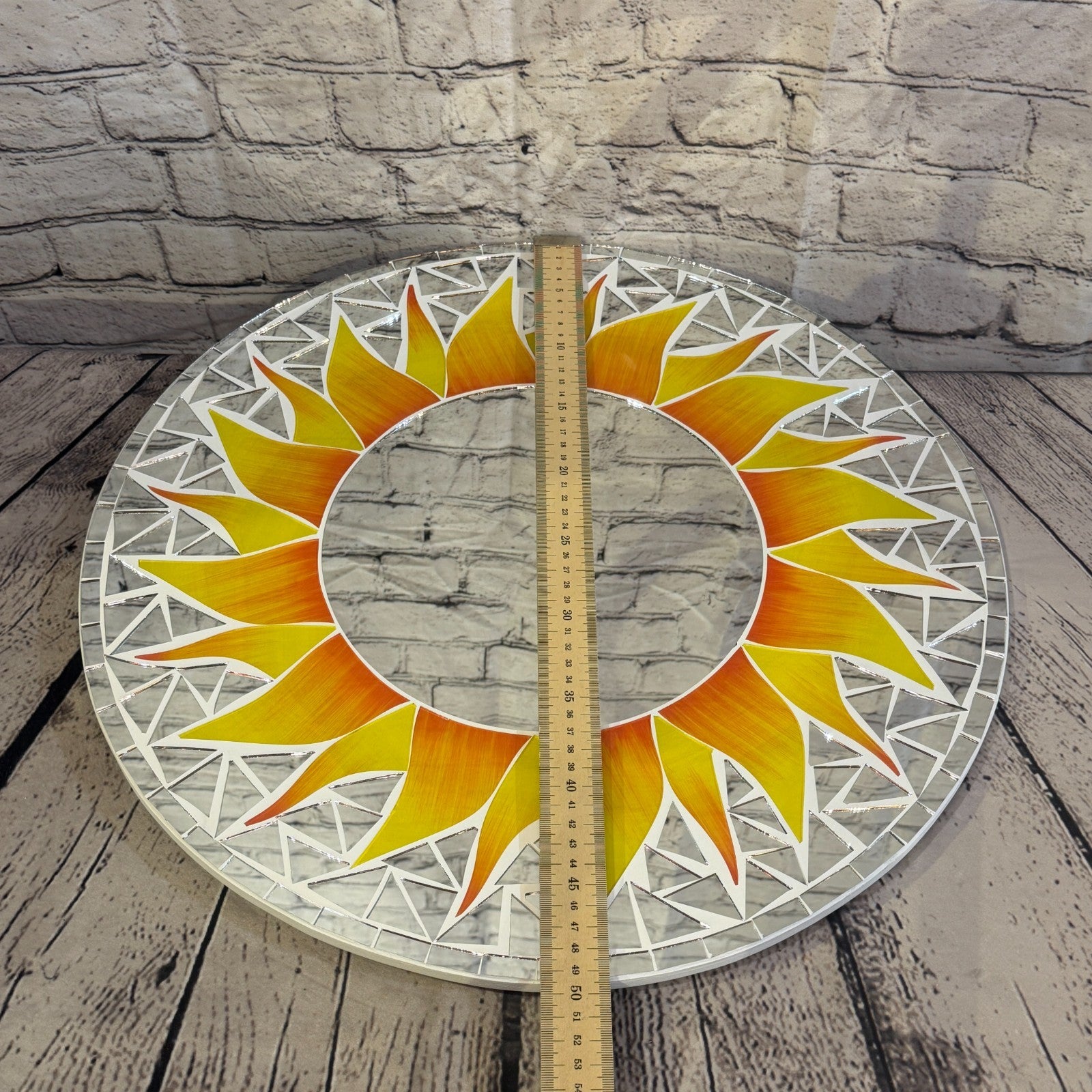 Orange Sun Flame Mosaic Tile Wall Mirror 50cm x 50cm 20 Inches Handmade4
