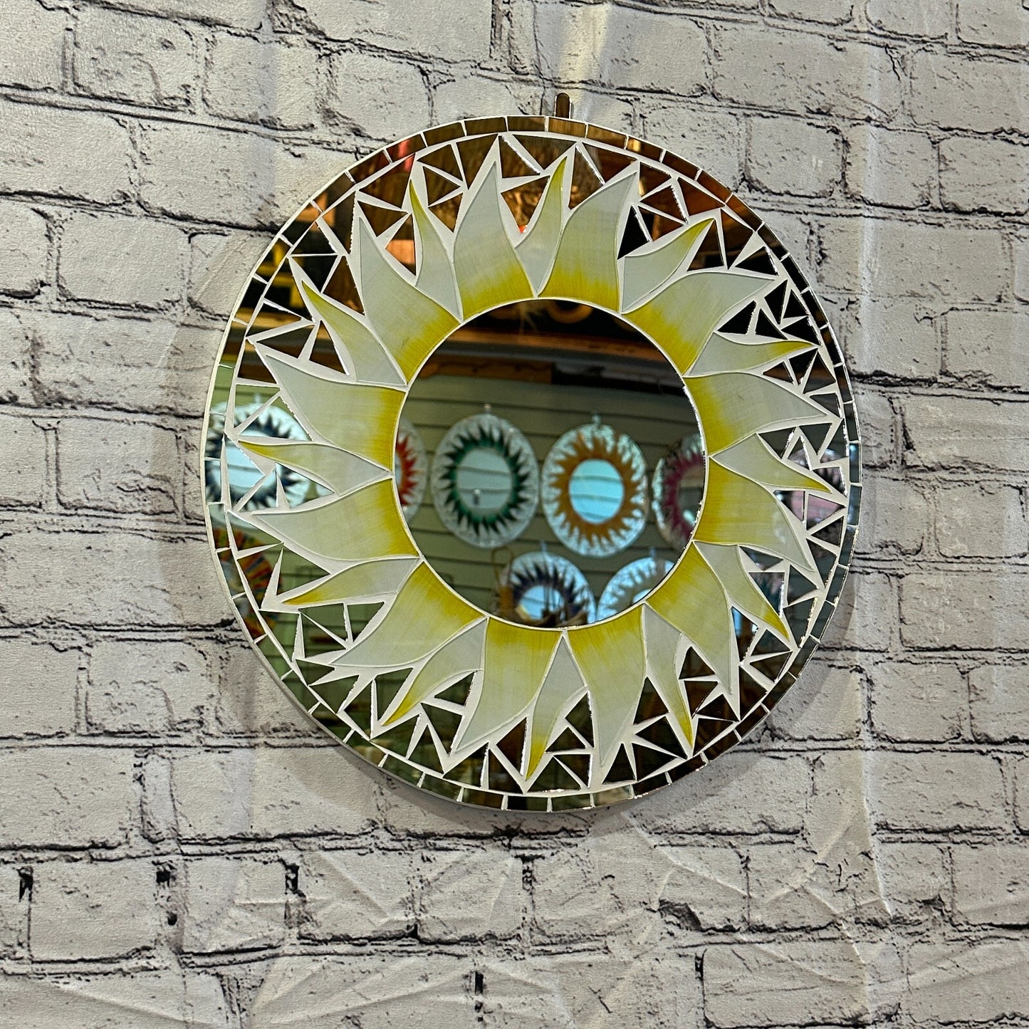 White Sun Flame Mosaic Tile Wall Mirror 40cm x 40cm 16Inches Handmade0