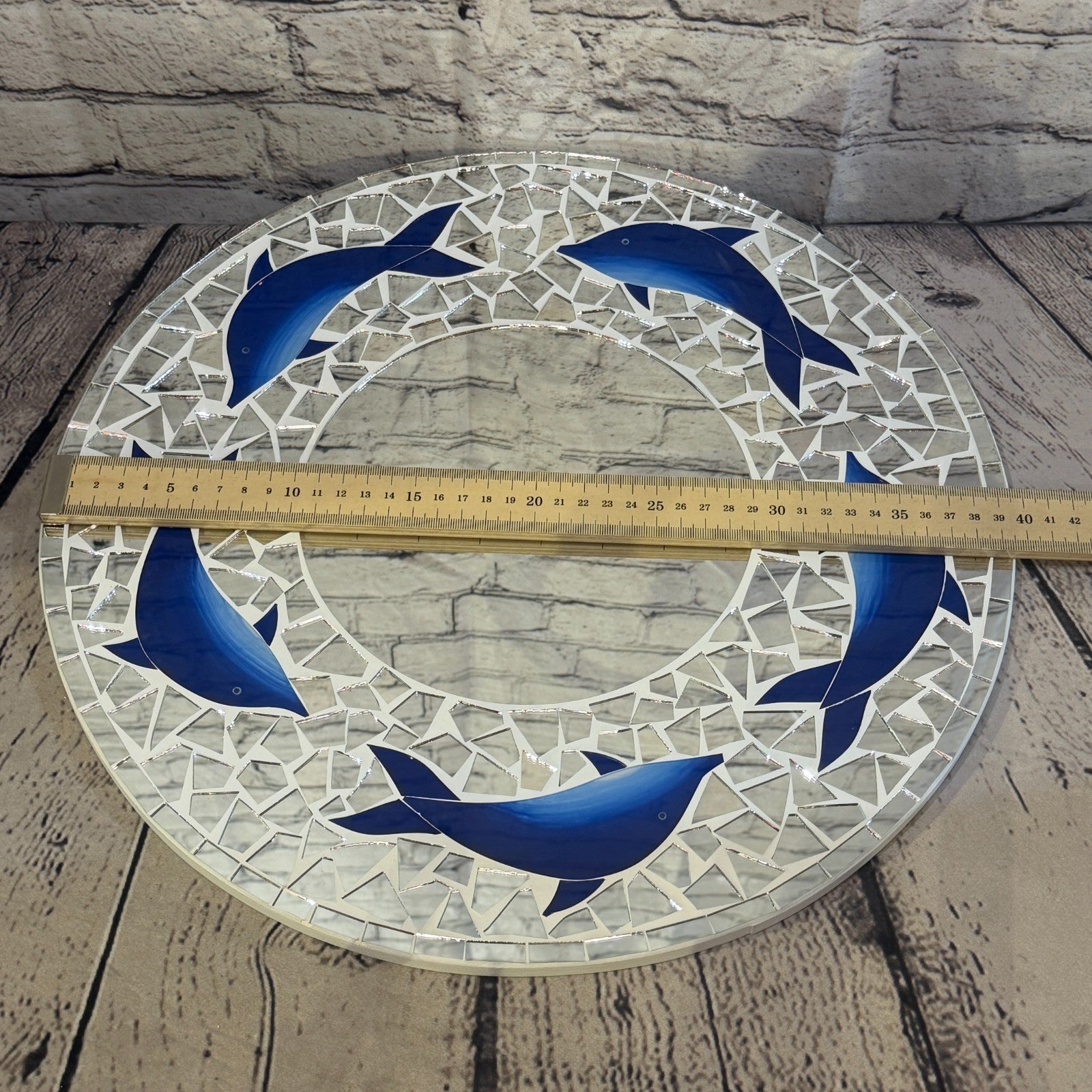 Blue Dolphin Mosaic Tile Wall Mirror 40cm x 40cm 16 Inches Handmade3