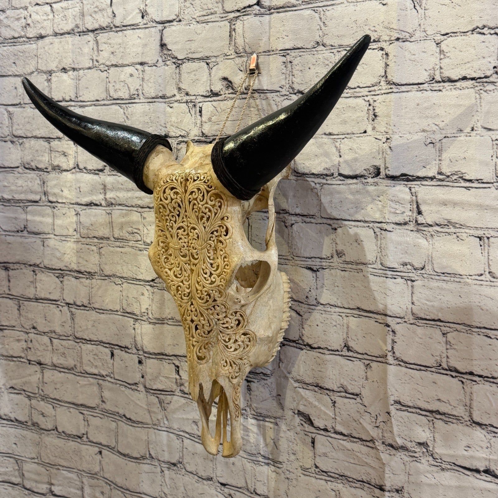 50cm Carved Buffalo Ram Wild Replica Skulls Wall Hanging Carved Design 41