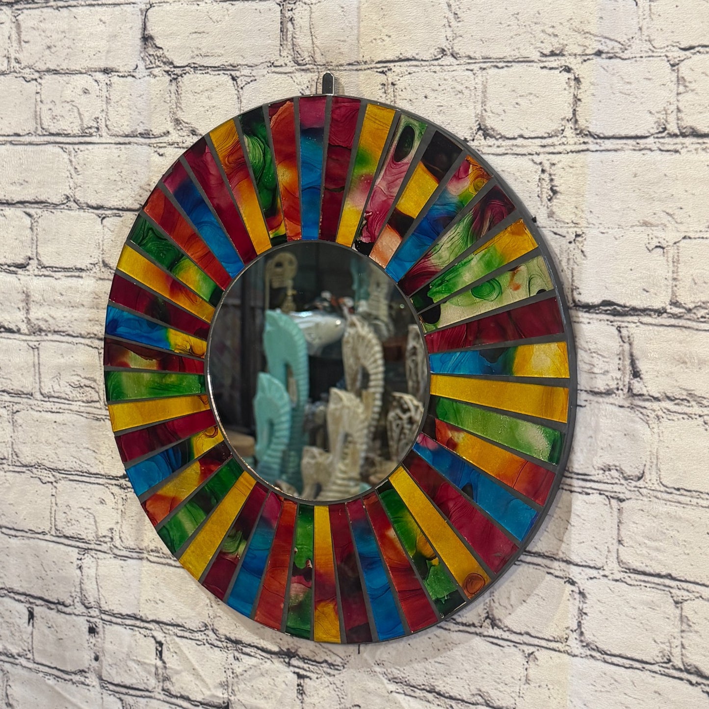 Rainbow Line Black Mosaic Tile Wall Mirror 40cm x 40cm 16 Inches Handmade1