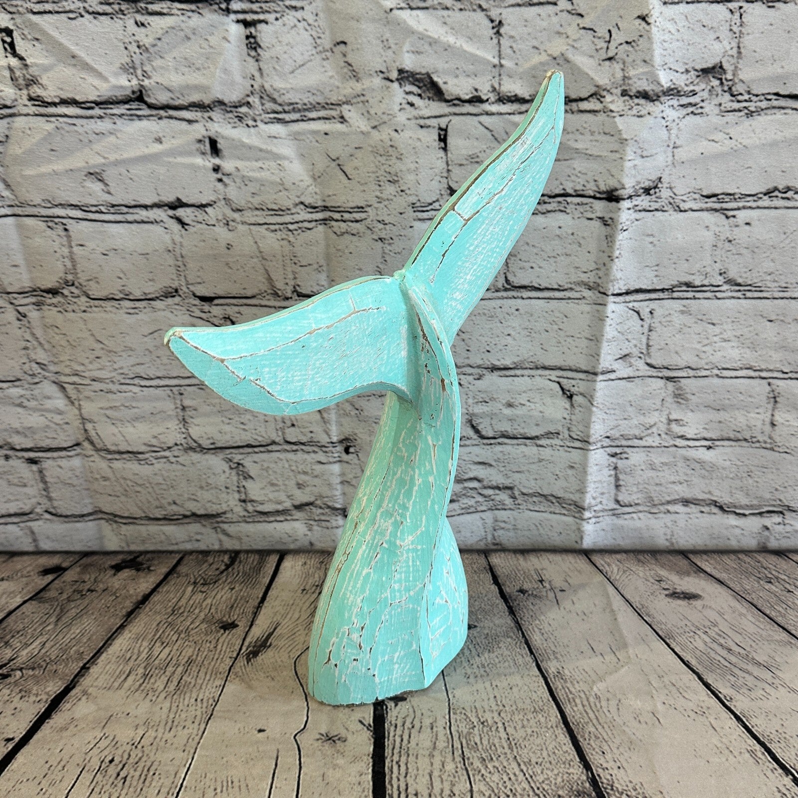35cm x 30cm Whale Tail Green Fish Wood Coastal Ocean Bathroom Decoration2