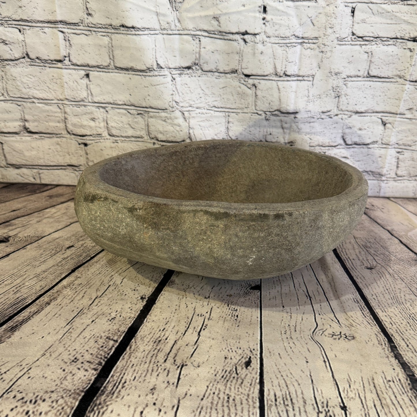 35cm x 25cm Wash Basin Bathroom Counter Top Washing River Stone Bowl Sink No 330