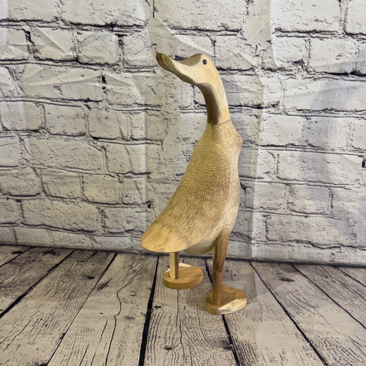 Looking Back 40cm Tall Wooden Smooth Duckling Baby Duck Bamboo Root Fairtrade0