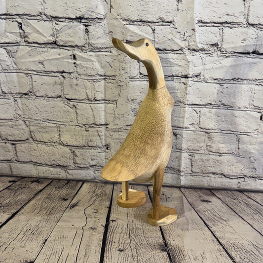 Looking Back 40cm Tall Wooden Smooth Duckling Baby Duck Bamboo Root Fairtrade0