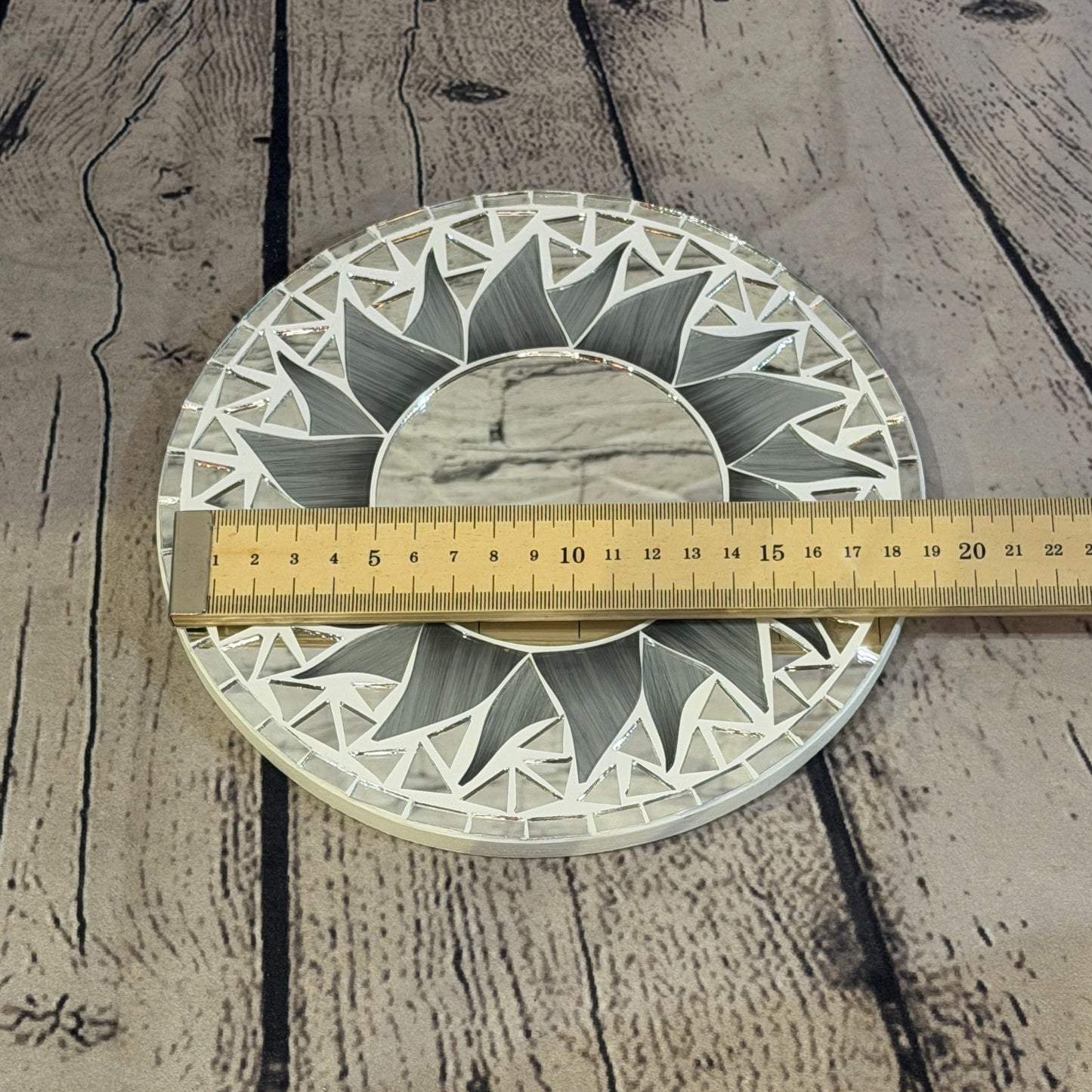 Grey Sun Flame Mosaic Tile Wall Mirror 20cm x 20cm 8 Inches Handmade3