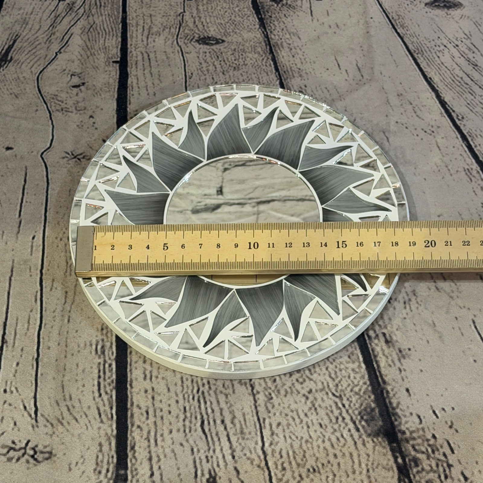 Grey Sun Flame Mosaic Tile Wall Mirror 20cm x 20cm 8 Inches Handmade3