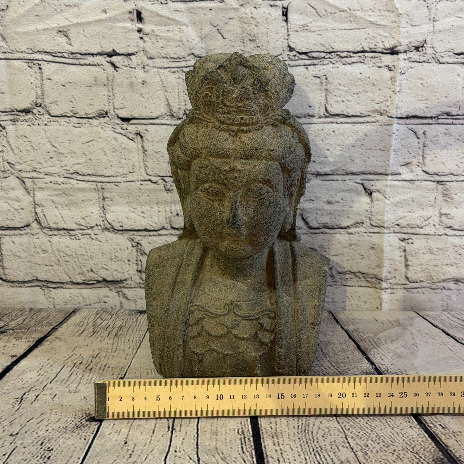 Thai Buddha Head Stone Garden 30cm x 18cm Ornament Indoor Statue Hindu6