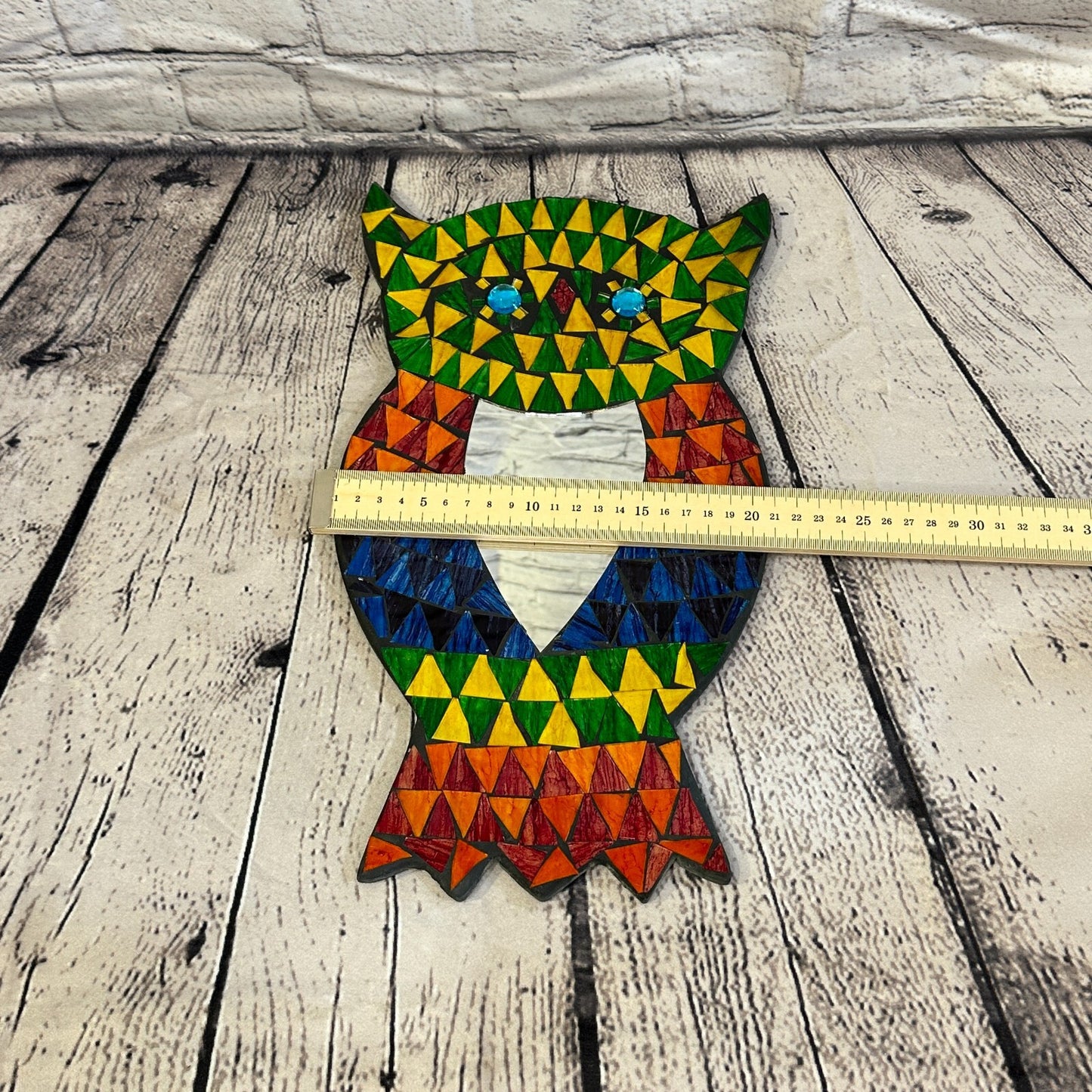 Rainbow Owl With Mirror Mosaic Tile Wall Mirror 35cm x 20cm Handmade New4