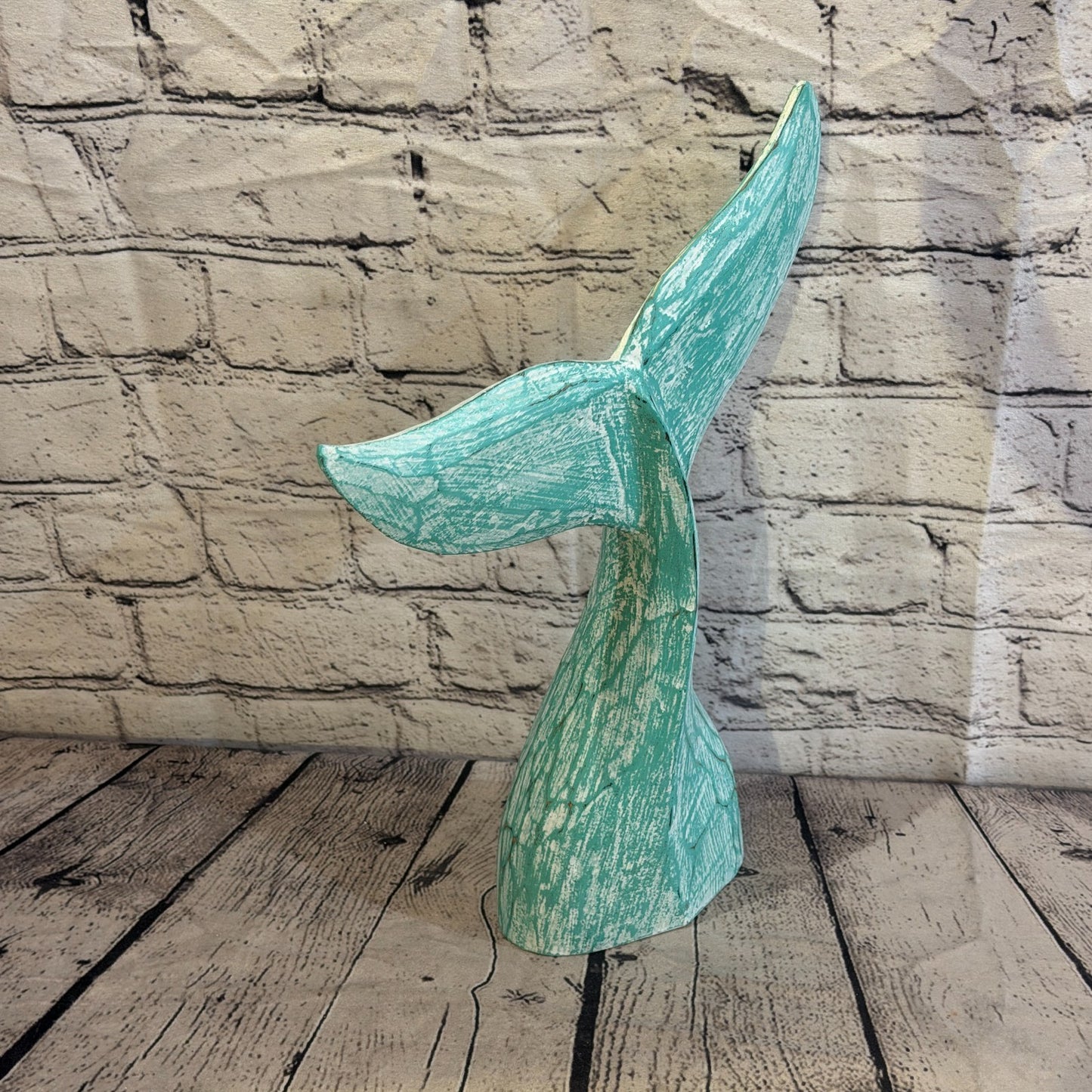 35cm x 35cm Whale Tail Green Fish Wood Coastal Ocean Bathroom Decoration2