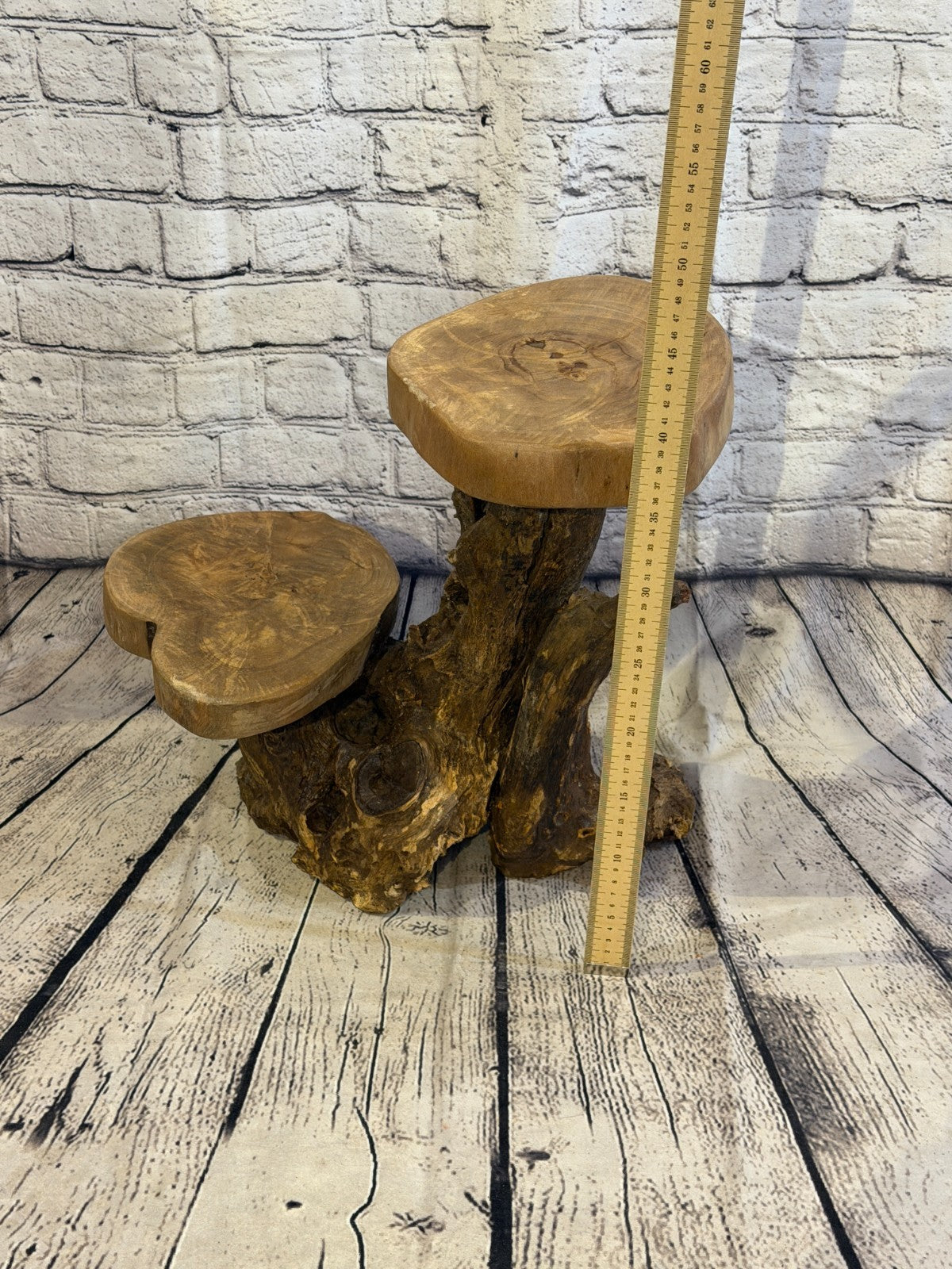 40cm x 40cm Double Wooden Coffee Root Sculpture Garden Teak Root Ornament Carved5