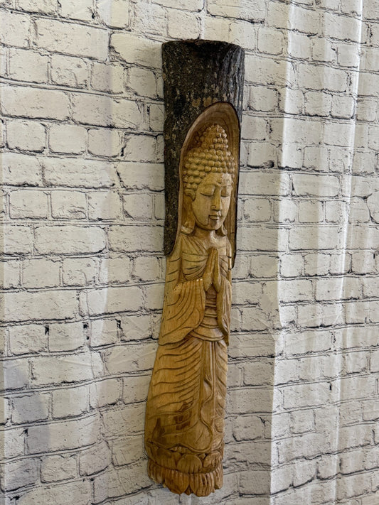 Thai Buddha 80cm Hand Carved Wizard Tree Trunk Wood Fairtrade0
