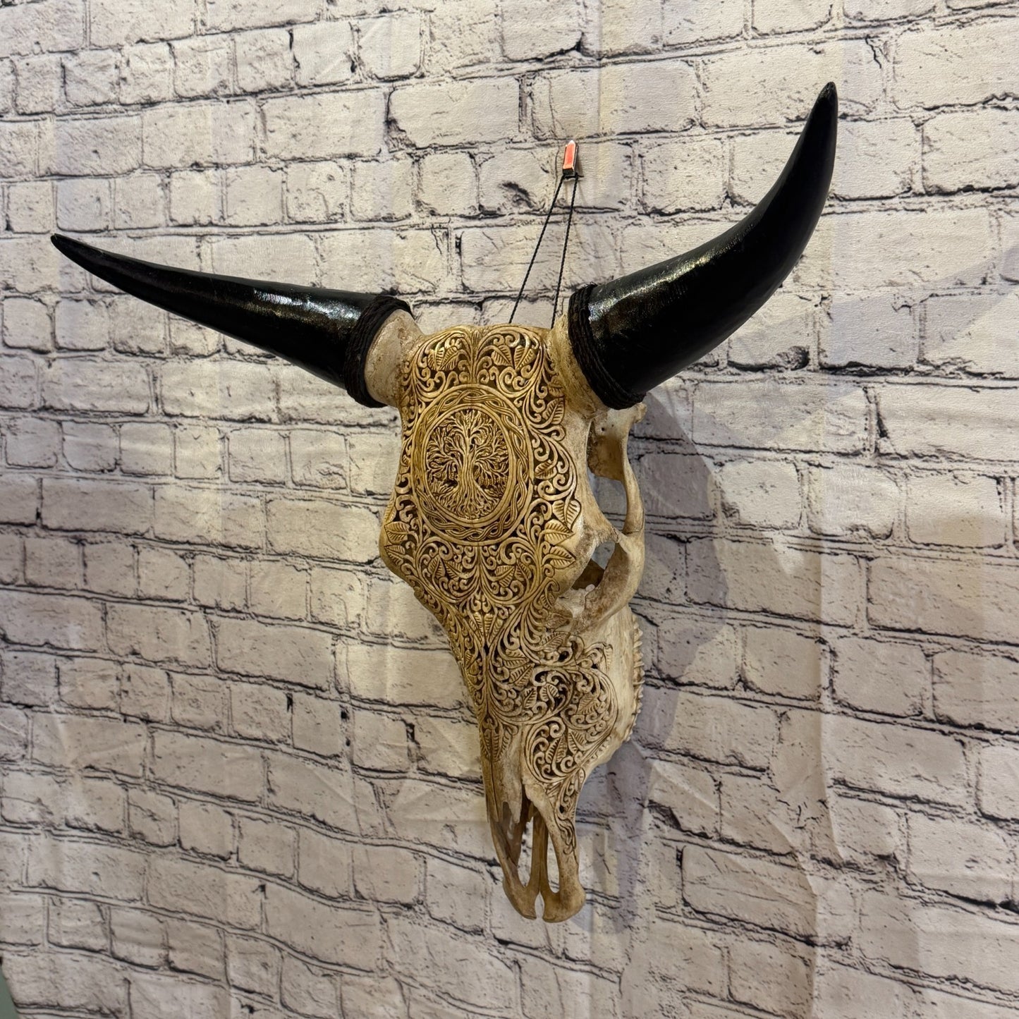 50cm Carved Buffalo Ram Wild Replica Skulls Wall Hanging Carved Design 51