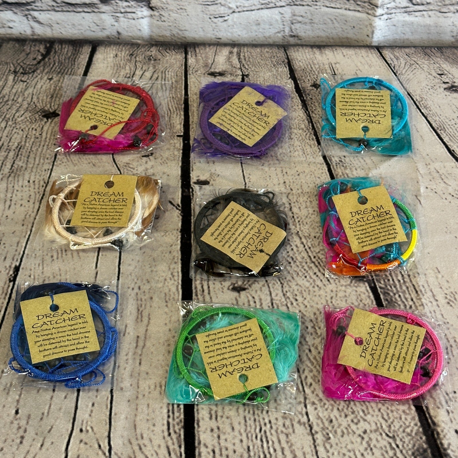 Green Naturals Handmade Dream Catcher Feather Beads Ring For Home Car Décor3