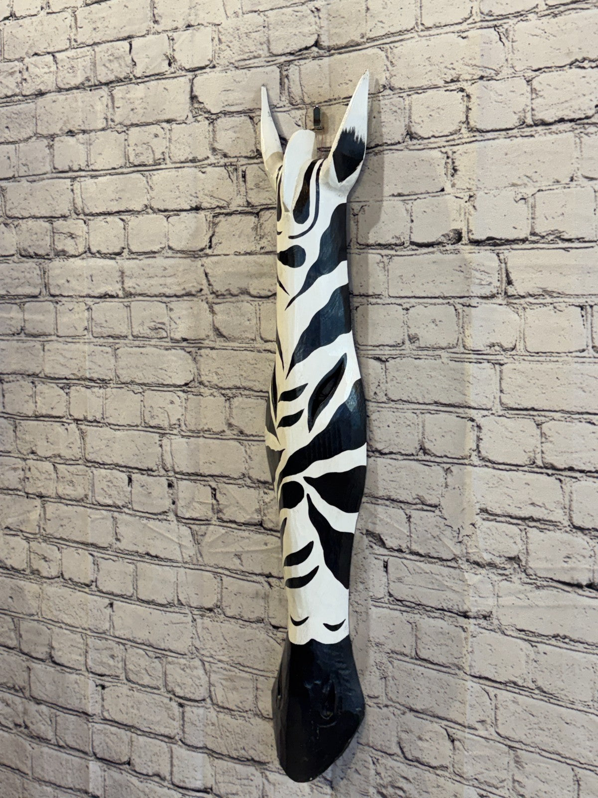 80cm Zebra Plain Hand Carved Fair Trade Wooden Animal Wall Art Wall Hang Mask1