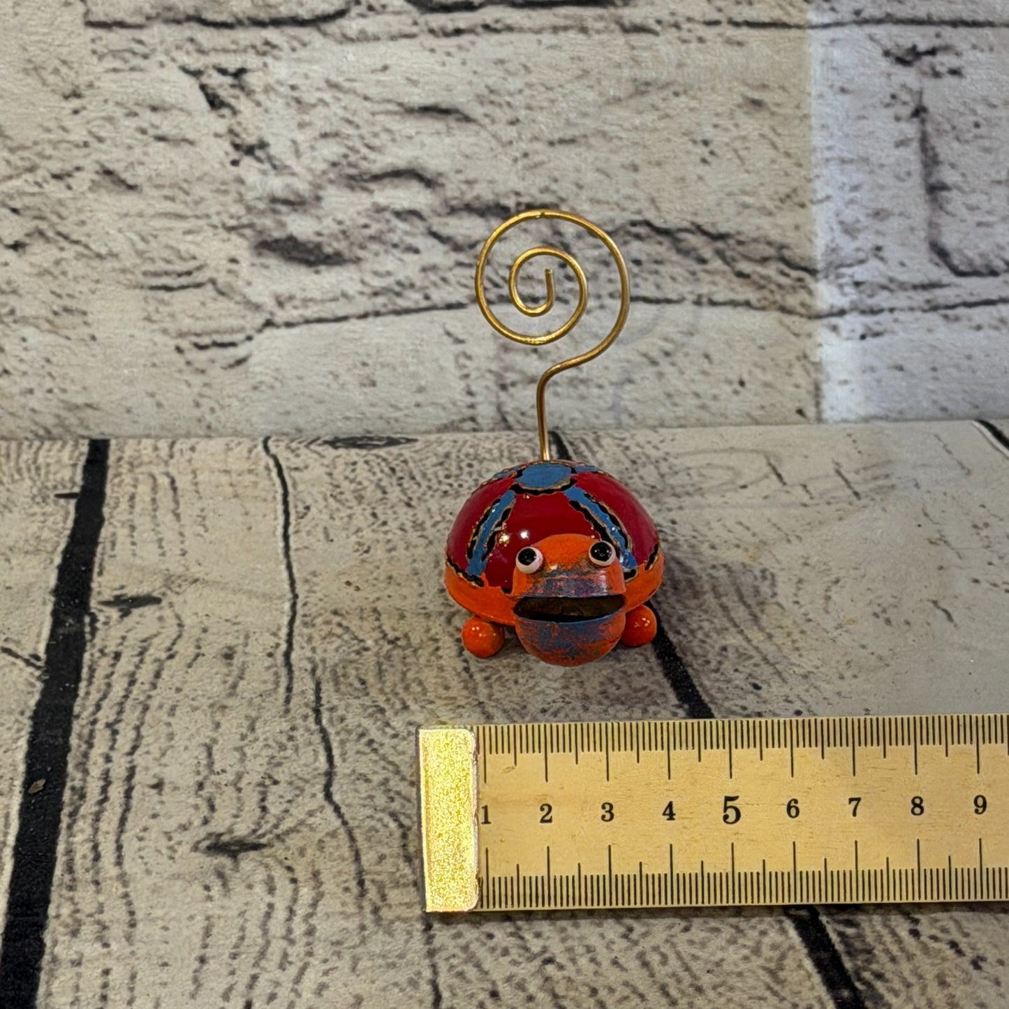 7cm x 7cm Colourful Orange Tortoise Turtle Metal Tin Standing Ornament Statue7