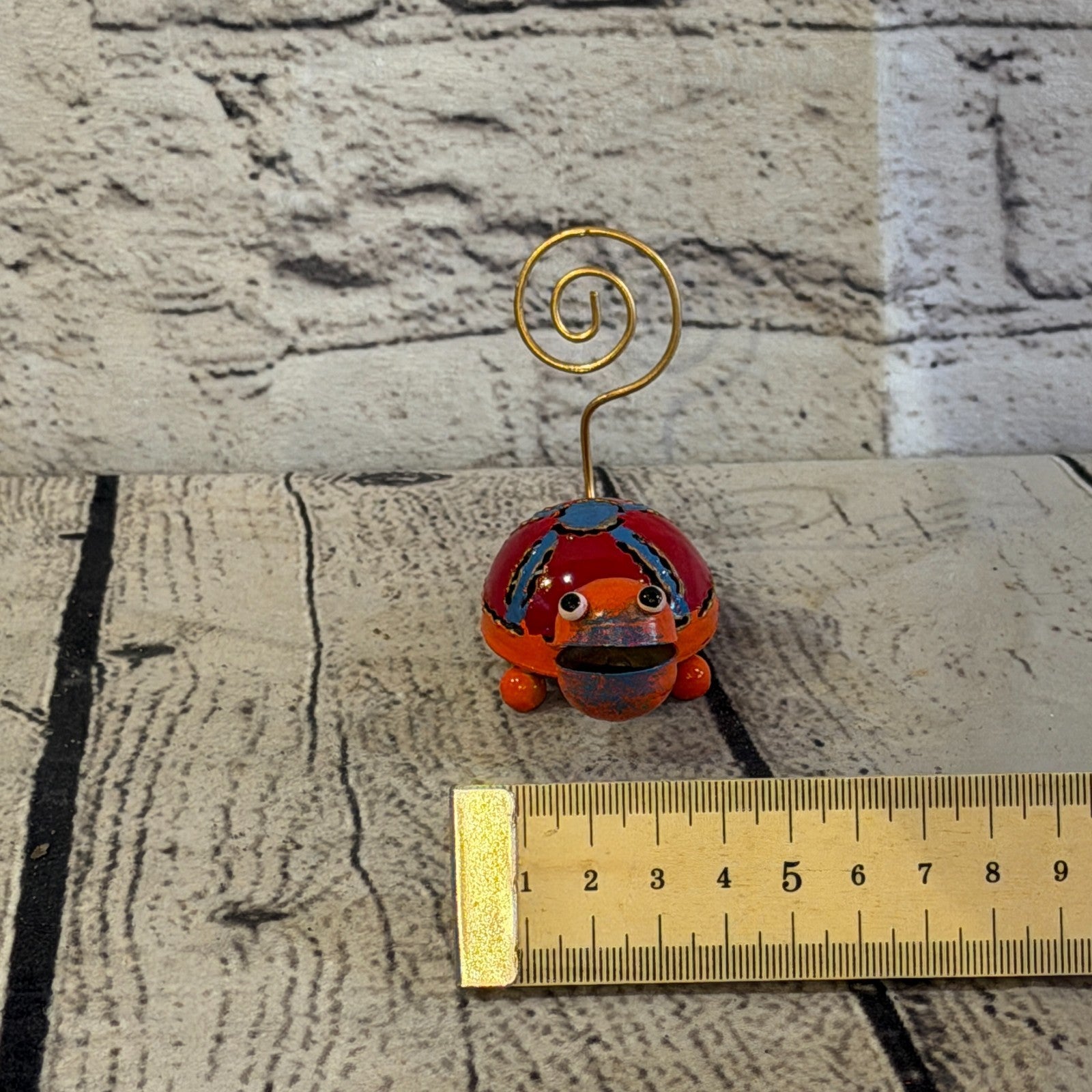 7cm x 7cm Colourful Orange Tortoise Turtle Metal Tin Standing Ornament Statue7