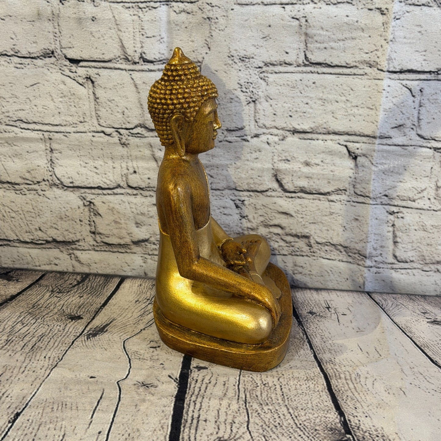 Bronze & Bronze 25cm x 15cm Large Thai Buddha Sitting Statue Resin Hindu3