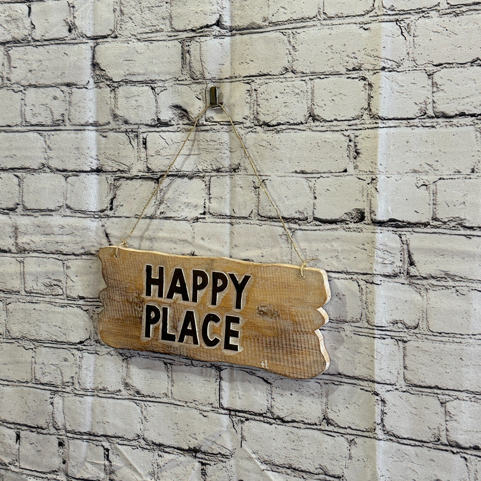 Happy Place Word Sign Plaque Outdoor Garden Shed Den Bar Shop 30cm x 12cm1