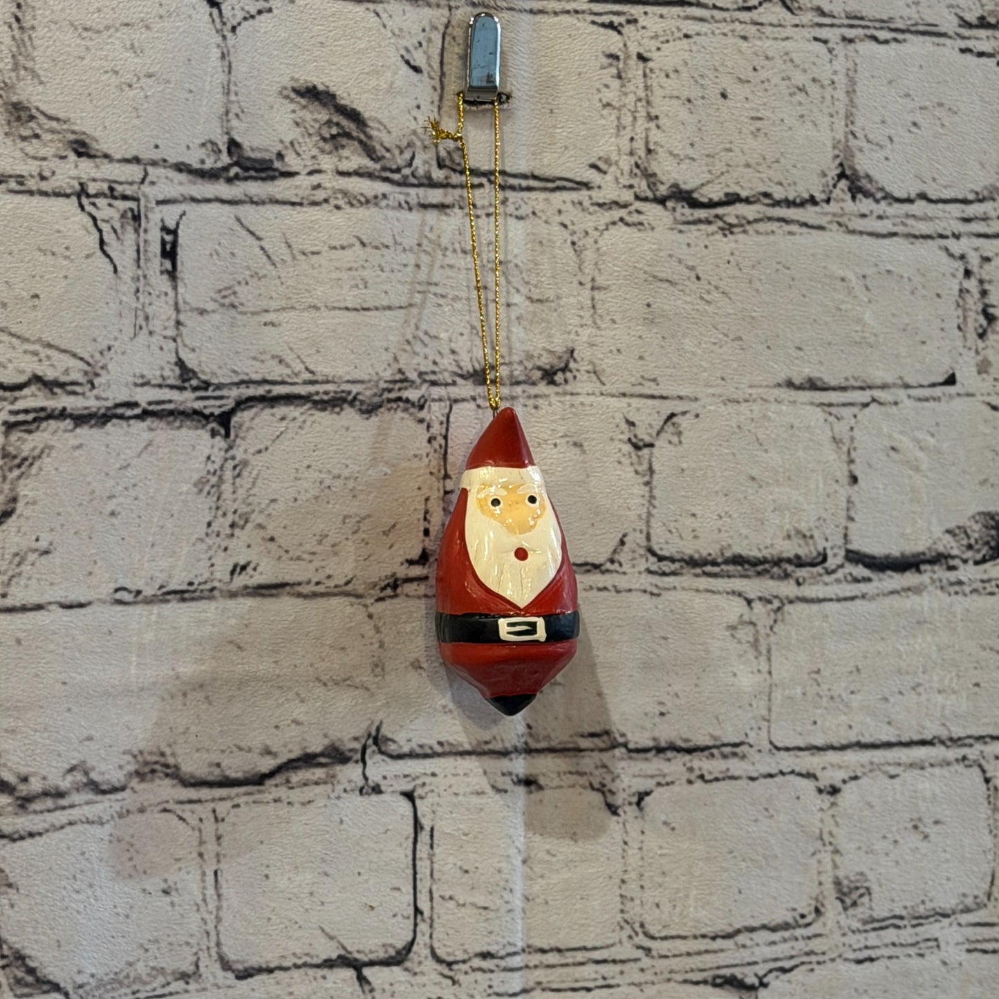 8cm Wall Hanging Santa Claus Father Christmas Figurine Folk Art Wood Handmade0