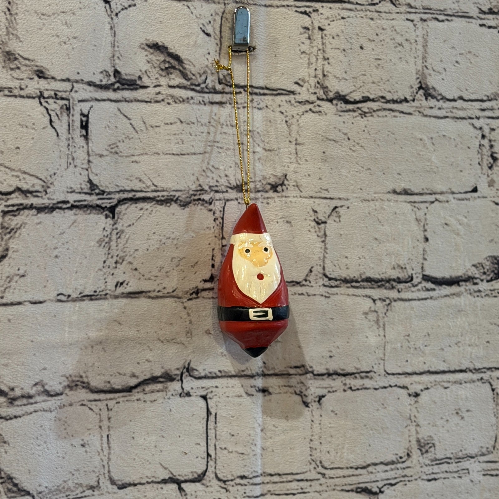 8cm Wall Hanging Santa Claus Father Christmas Figurine Folk Art Wood Handmade0