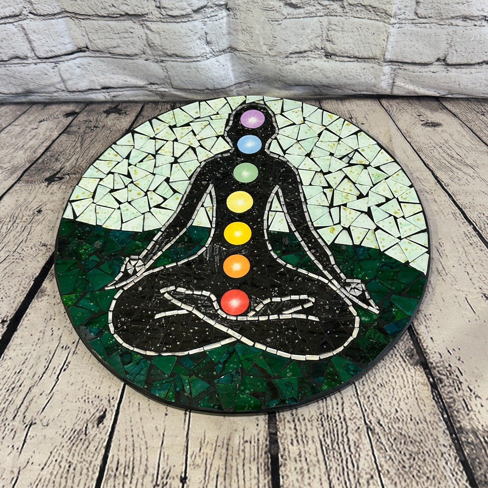 Chakra Colour And Yoga Mosaic Tile Wall Mirror 40cm x 40cm 16 Inches Handmade2