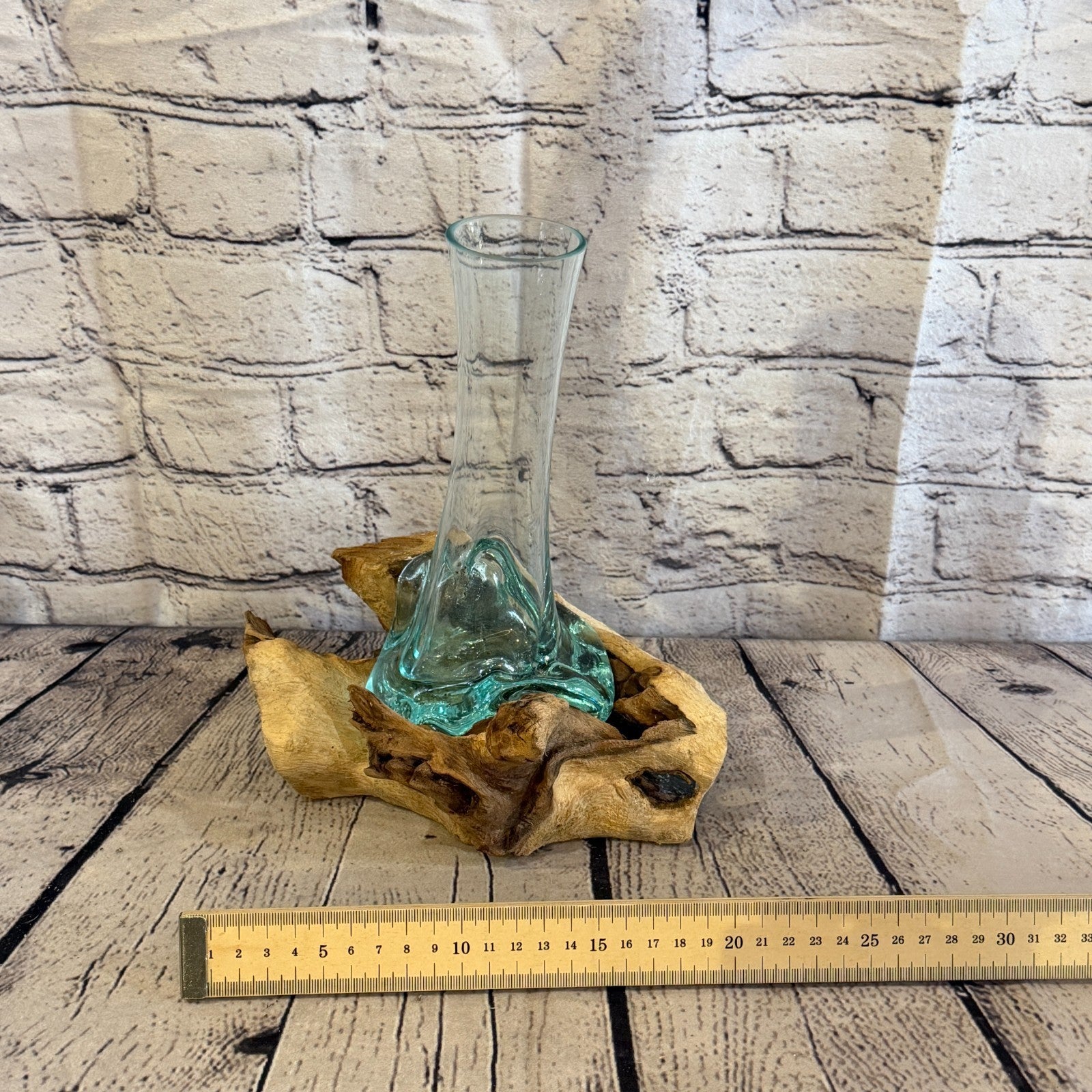 25cm Tall Vase Colour Melted Glass Wood Decorative Vase Glass Sculpture Crafted5