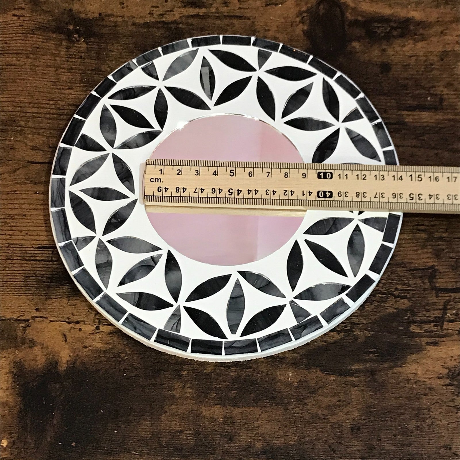 Black Flower Mosaic Tile Wall Mirror 20cm x 20cm 8 Inches Handmade New5