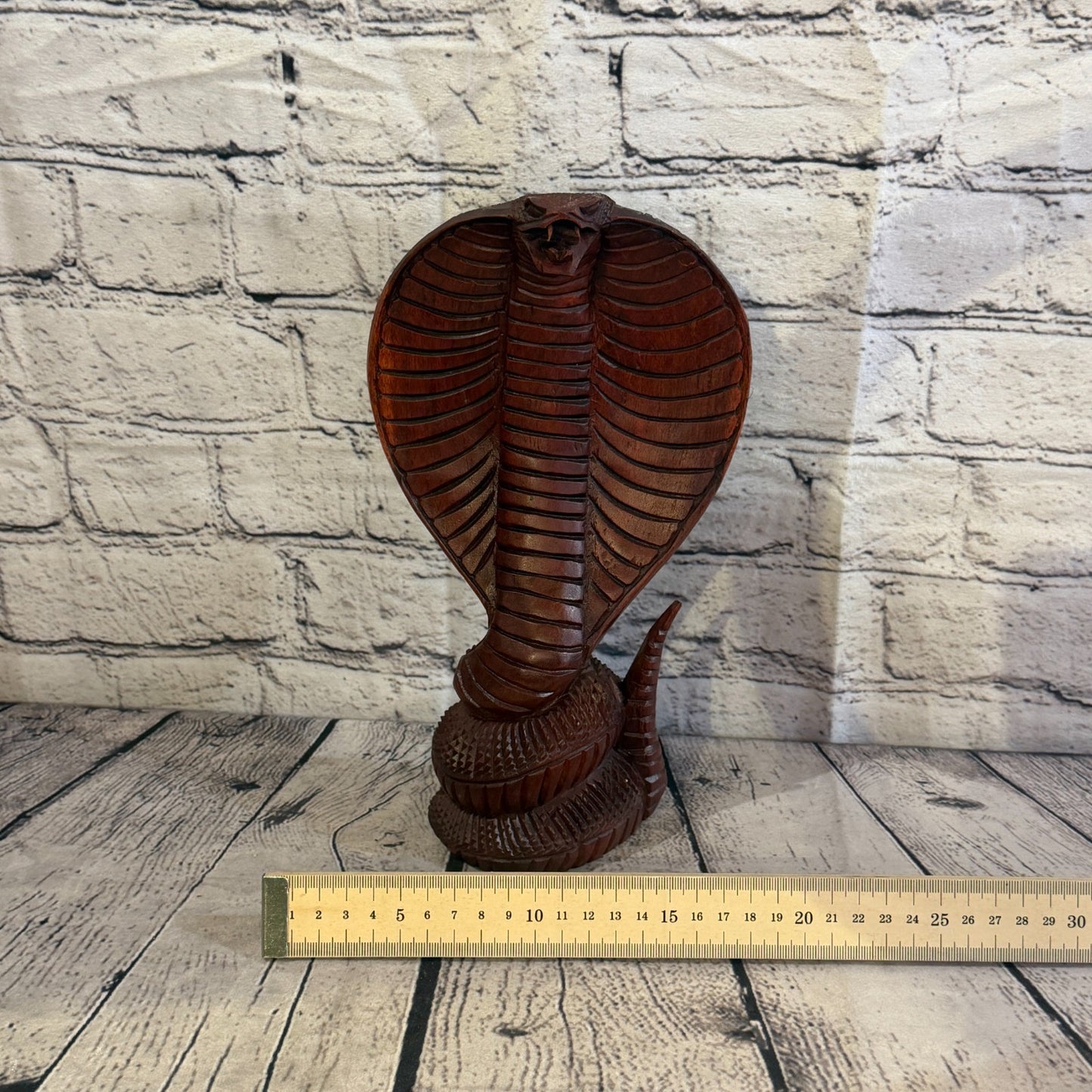 28cm x 15cm Wooden Cobra Exquisite Detailing Snake Ornament Hand Carved6