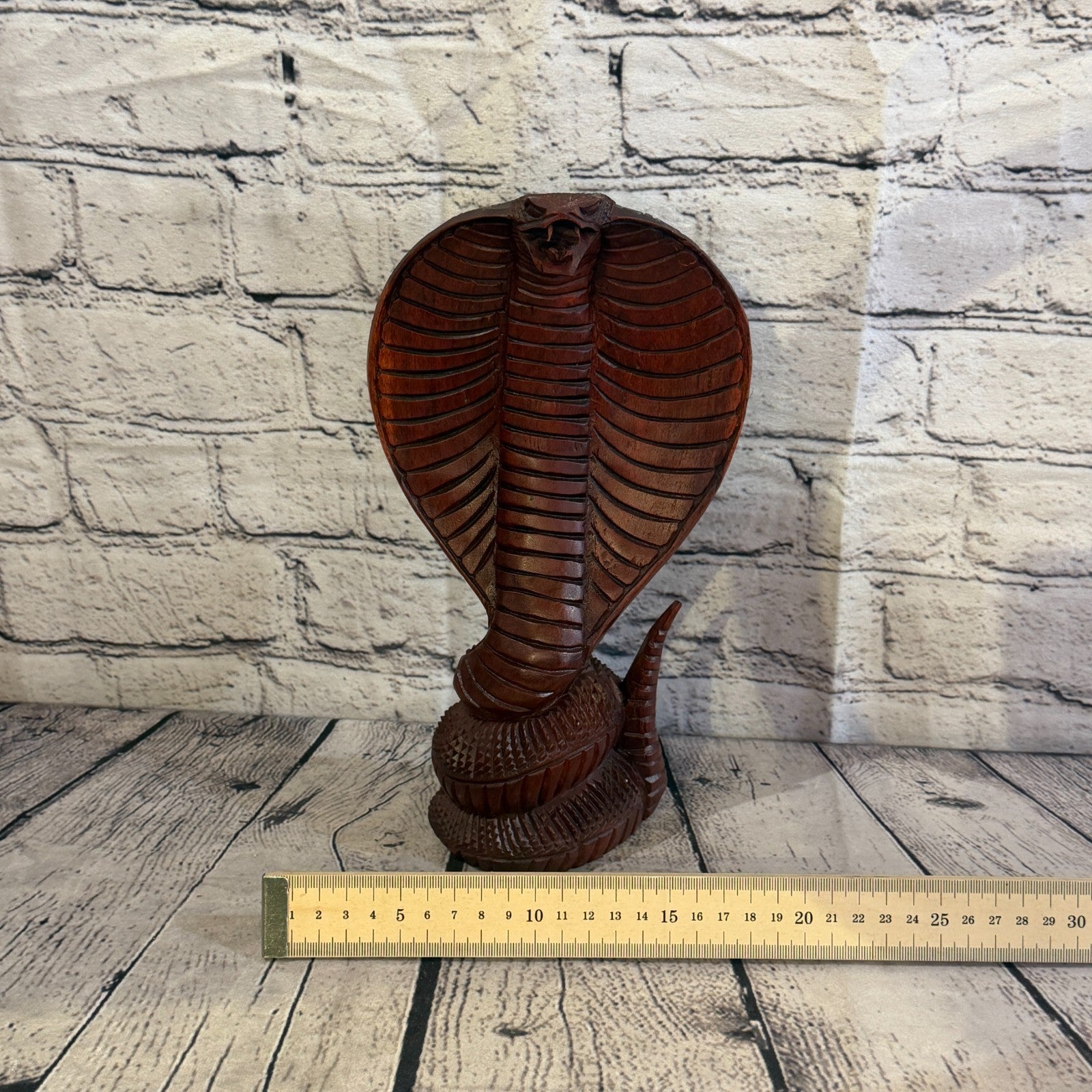 28cm x 15cm Wooden Cobra Exquisite Detailing Snake Ornament Hand Carved6