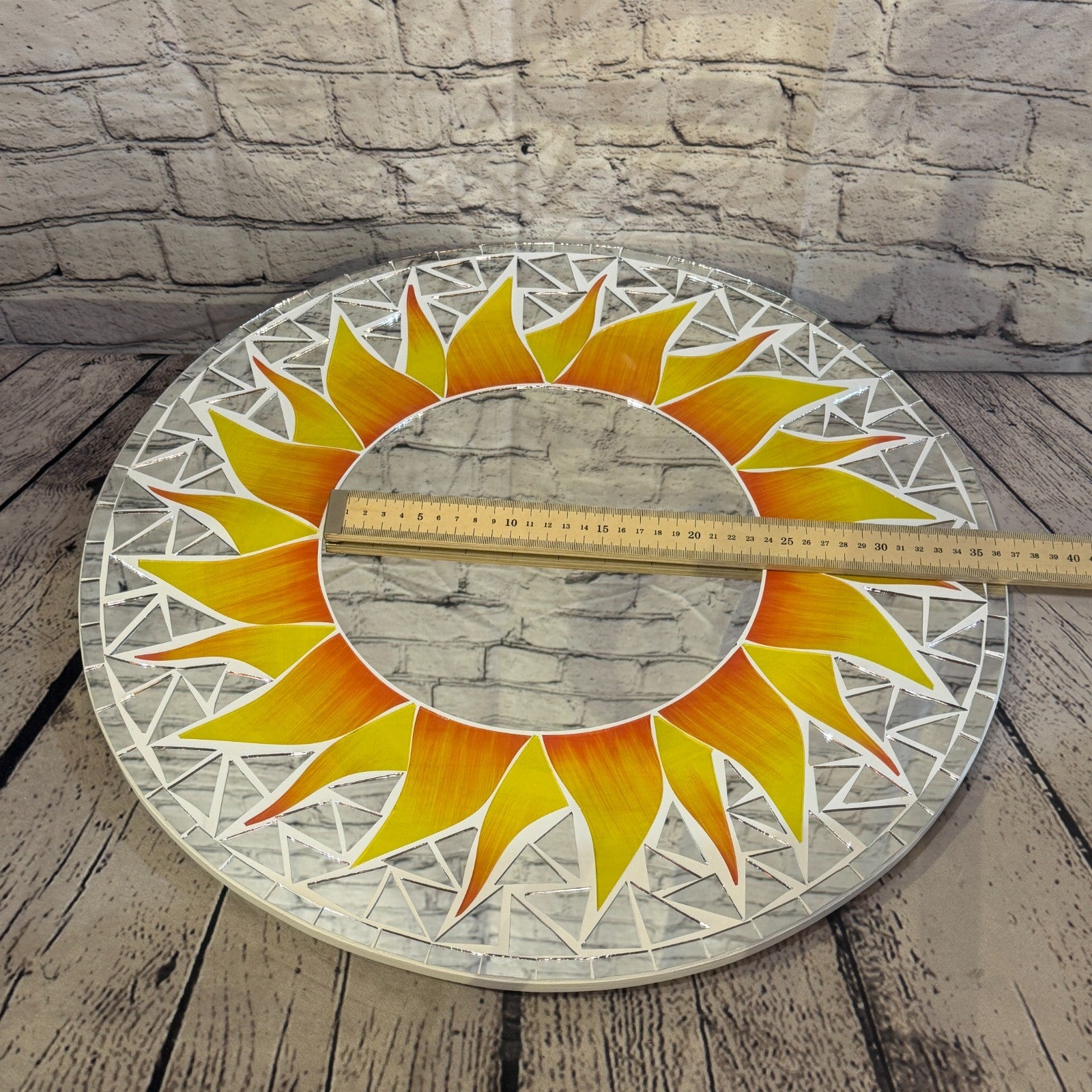 Orange Sun Flame Mosaic Tile Wall Mirror 50cm x 50cm 20 Inches Handmade5