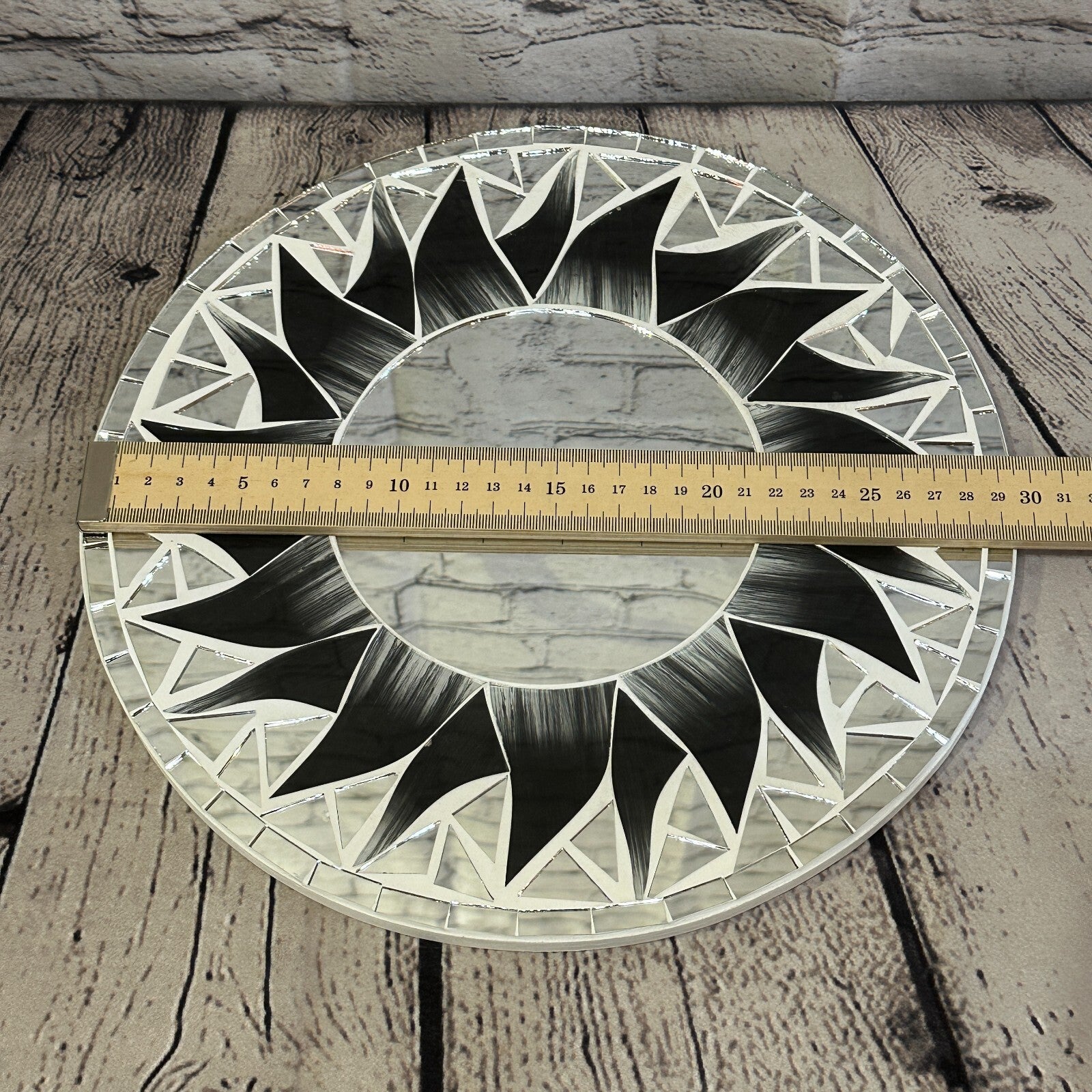 Black Flame Sun Mosaic Tile Wall Mirror 30cm x 30cm 12 Inches Handmade New3