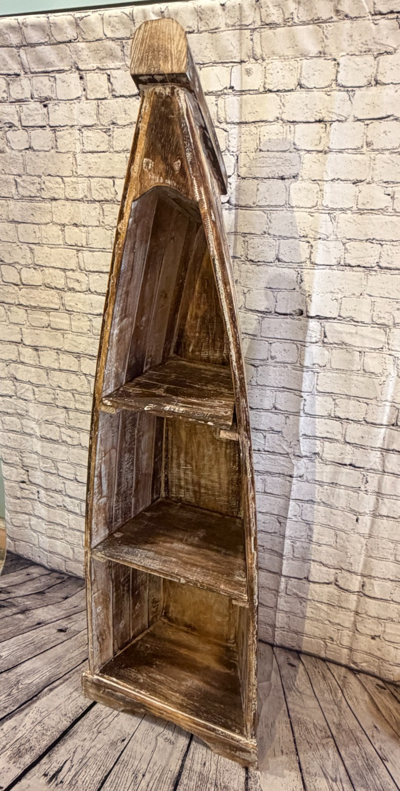 150cm x 45cm x 25cm Brown Boat Shelf Wooden Cabinet Living Storage Furniture2
